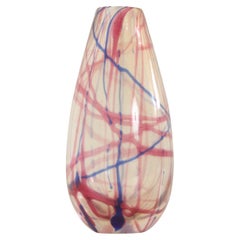 Retro Murano Vase with Colored Lines, Italy, 1950's