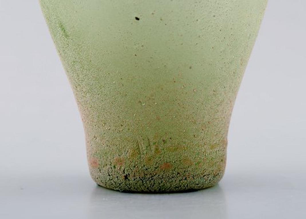 Mid-Century Modern Murano Vase with Handles in Light Green Mouth Blown Art Glass, 1960s