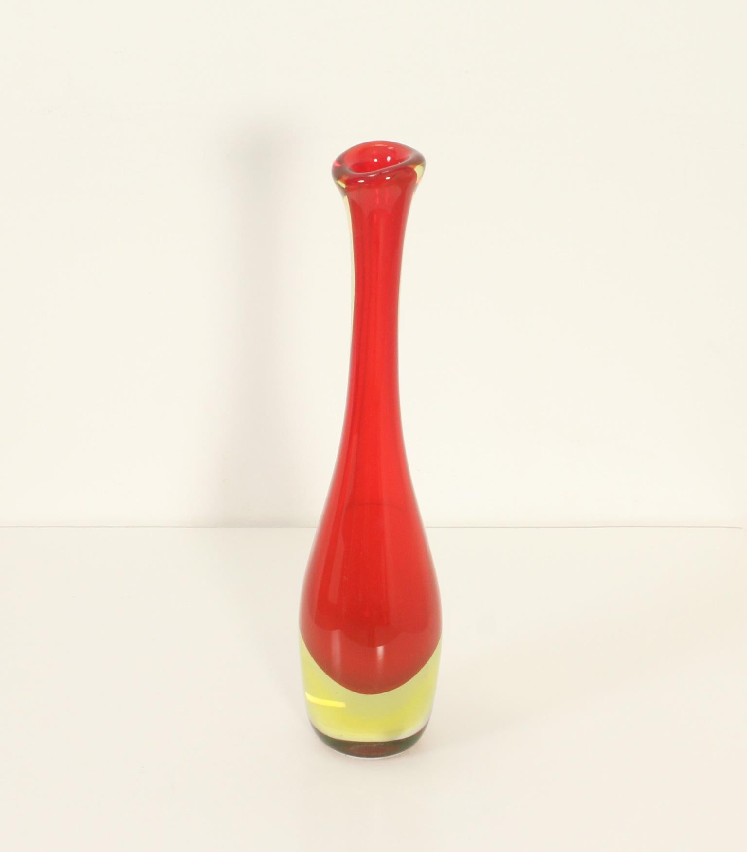 Mid-Century Modern Murano Vase with Narrow Neck from 1960's, Italy For Sale