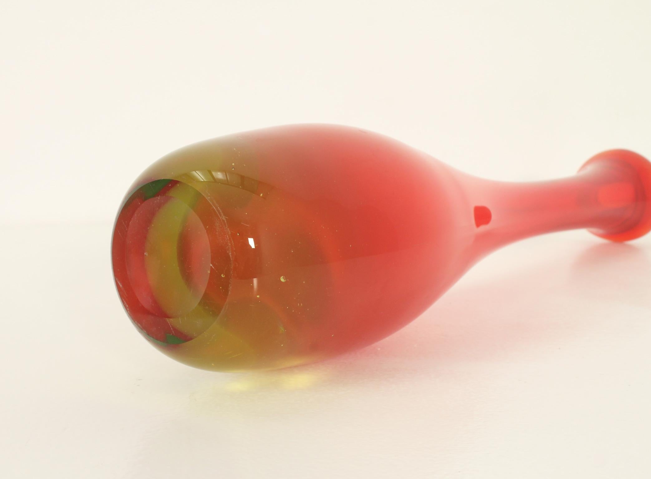 Mid-20th Century Murano Vase with Narrow Neck from 1960's, Italy For Sale