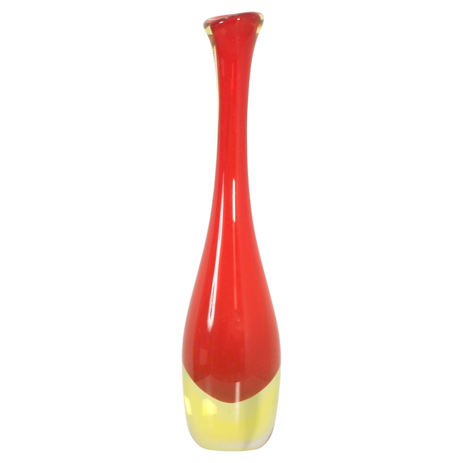 Murano Vase with Narrow Neck from 1960's, Italy For Sale