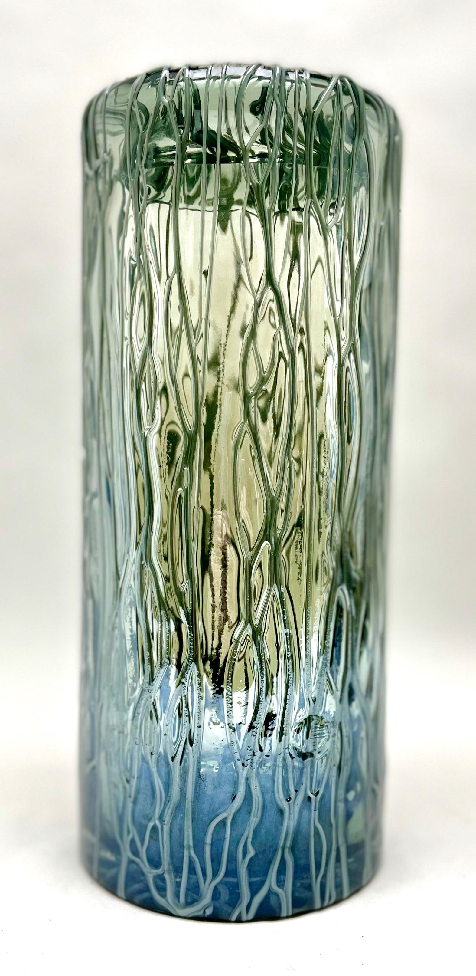 Murano-Vase, handgefertigt mit ge Meltierten Fäden, 1960er Jahre (Handgefertigt) im Angebot