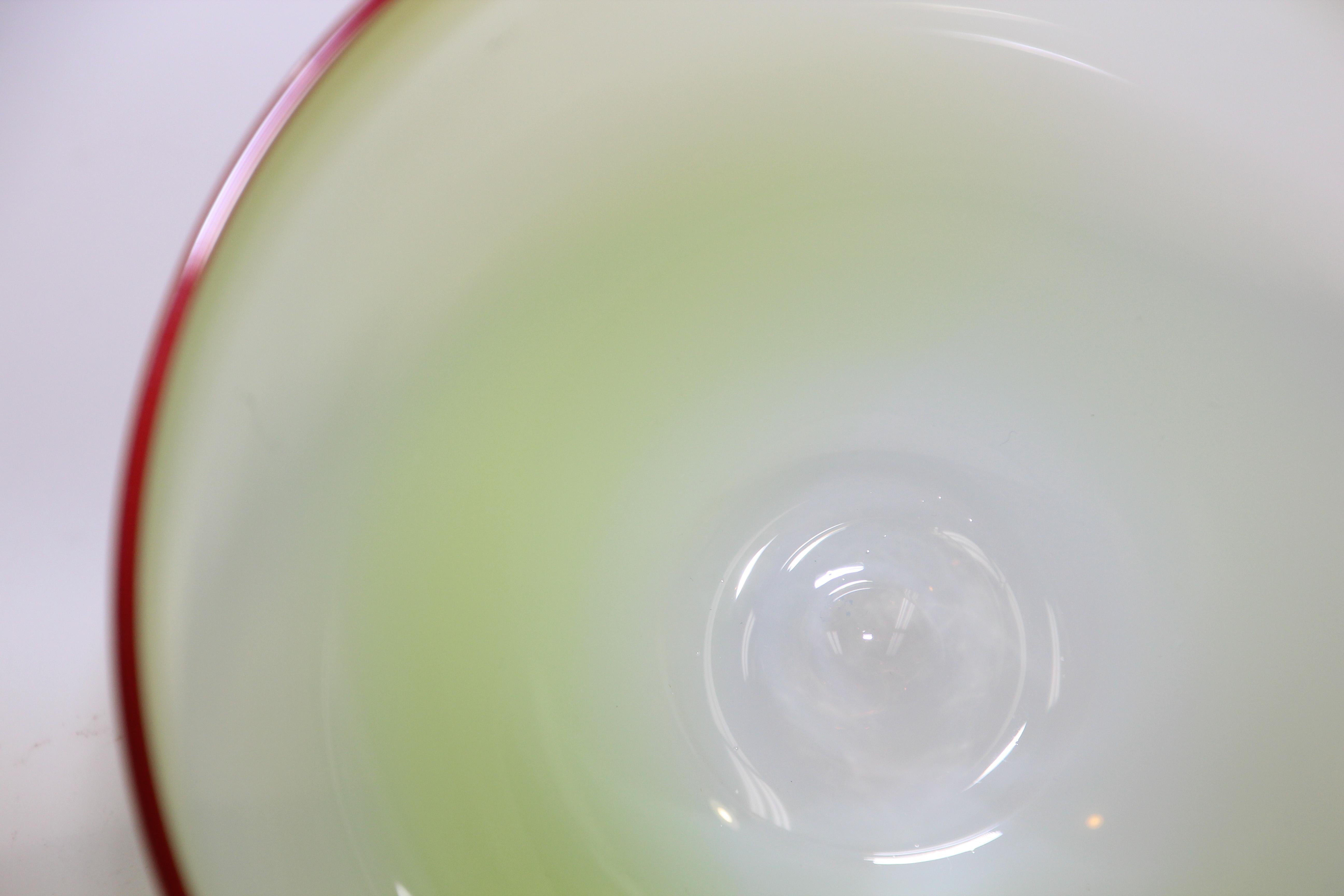 Murano Venetian Art Glass Jade Footed Bowl For Sale 3