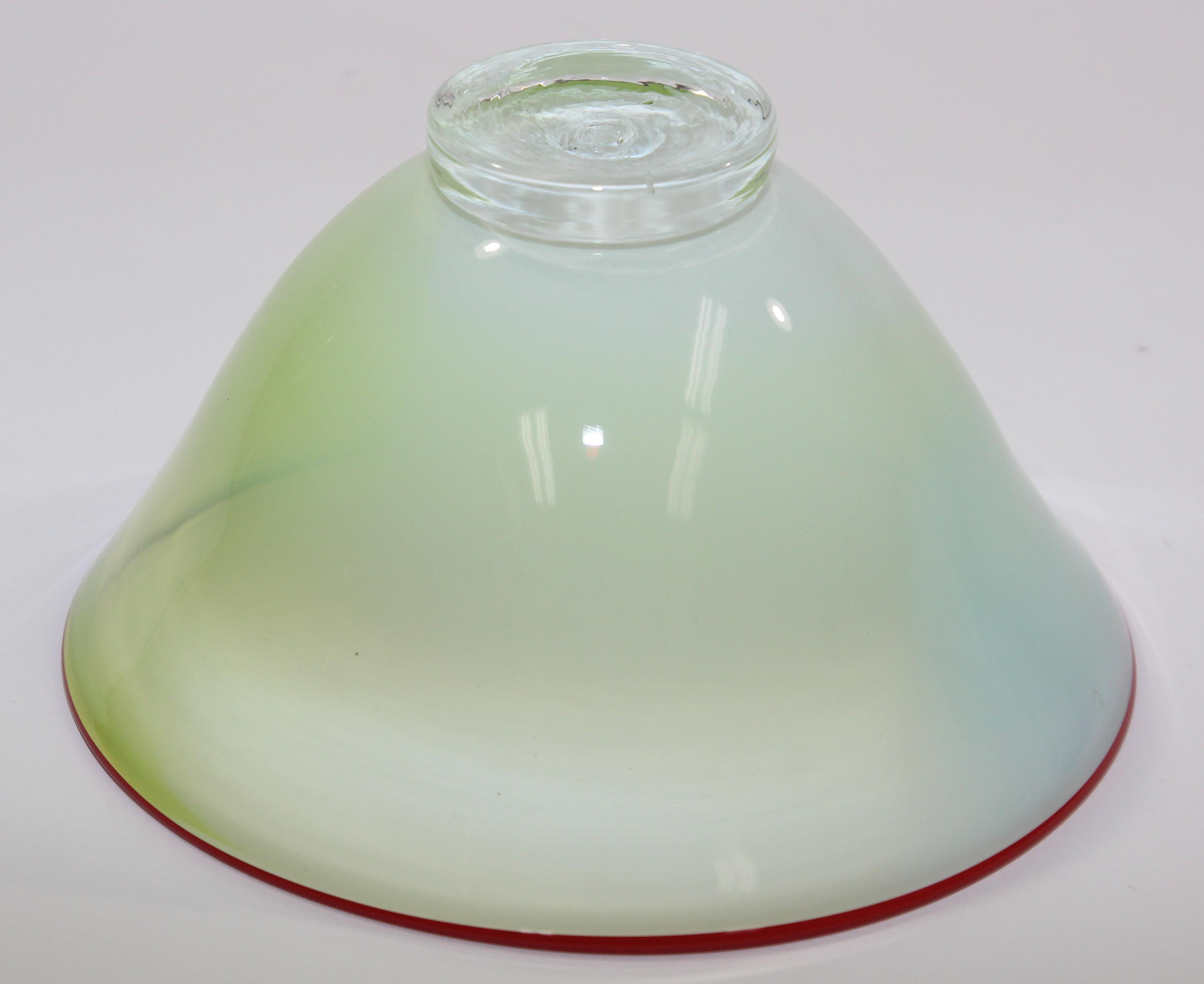Italian Murano Venetian Art Glass Jade Footed Bowl For Sale