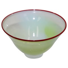 Murano Venetian Art Glass Jade Footed Bowl