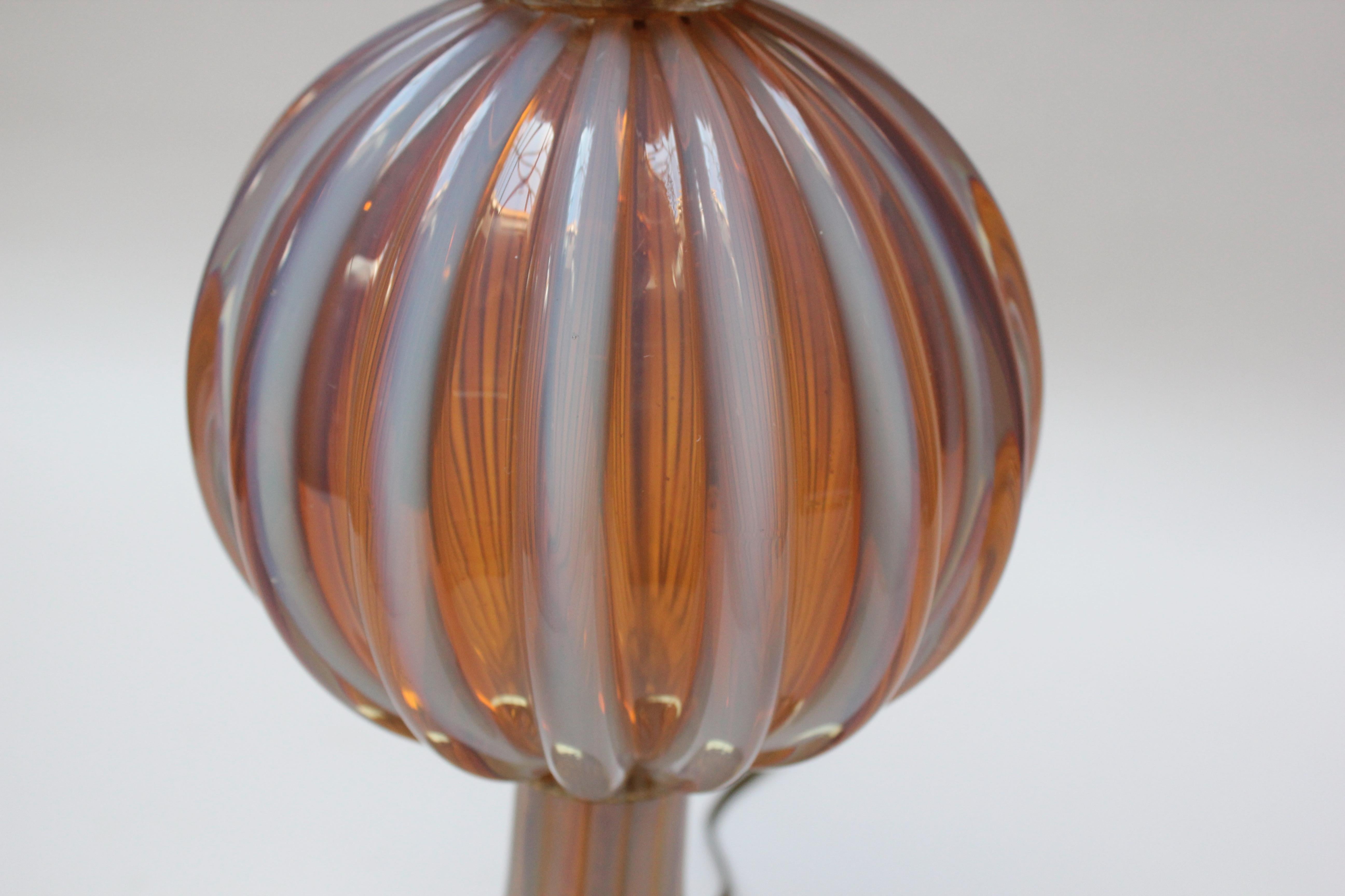 Murano Venetian Baluster Blown Translucent Glass Table Lamp For Sale 2