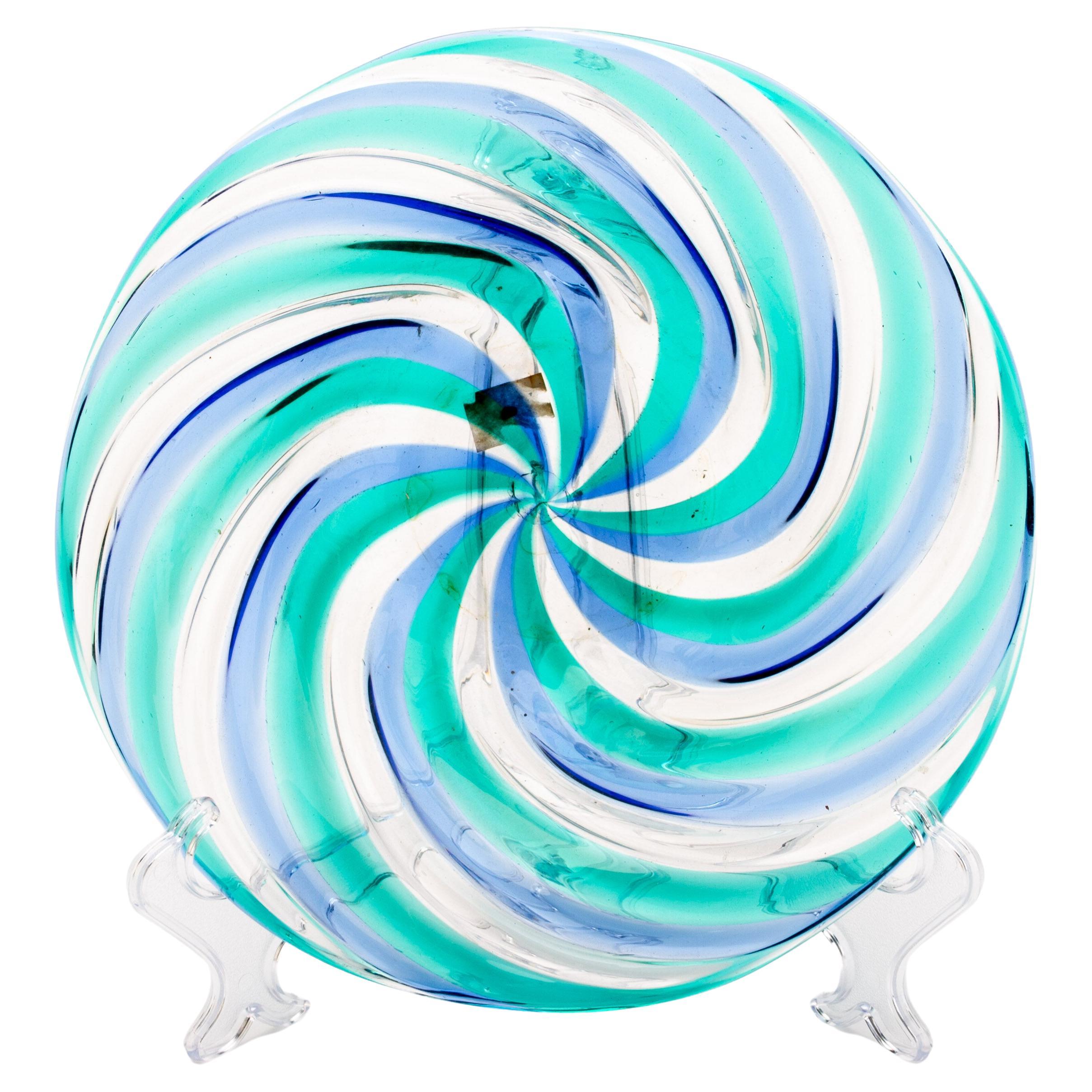 Murano mundgeblasenes venezianisches Glas Spirale Schale 