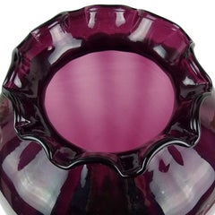 Murano Venetian Deep Purple with Attached Grapes Italian Art Glass Flower Vase