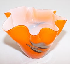 Murano Venetian Fulvio Bianconi Vase Orange Freeform Handkerchief