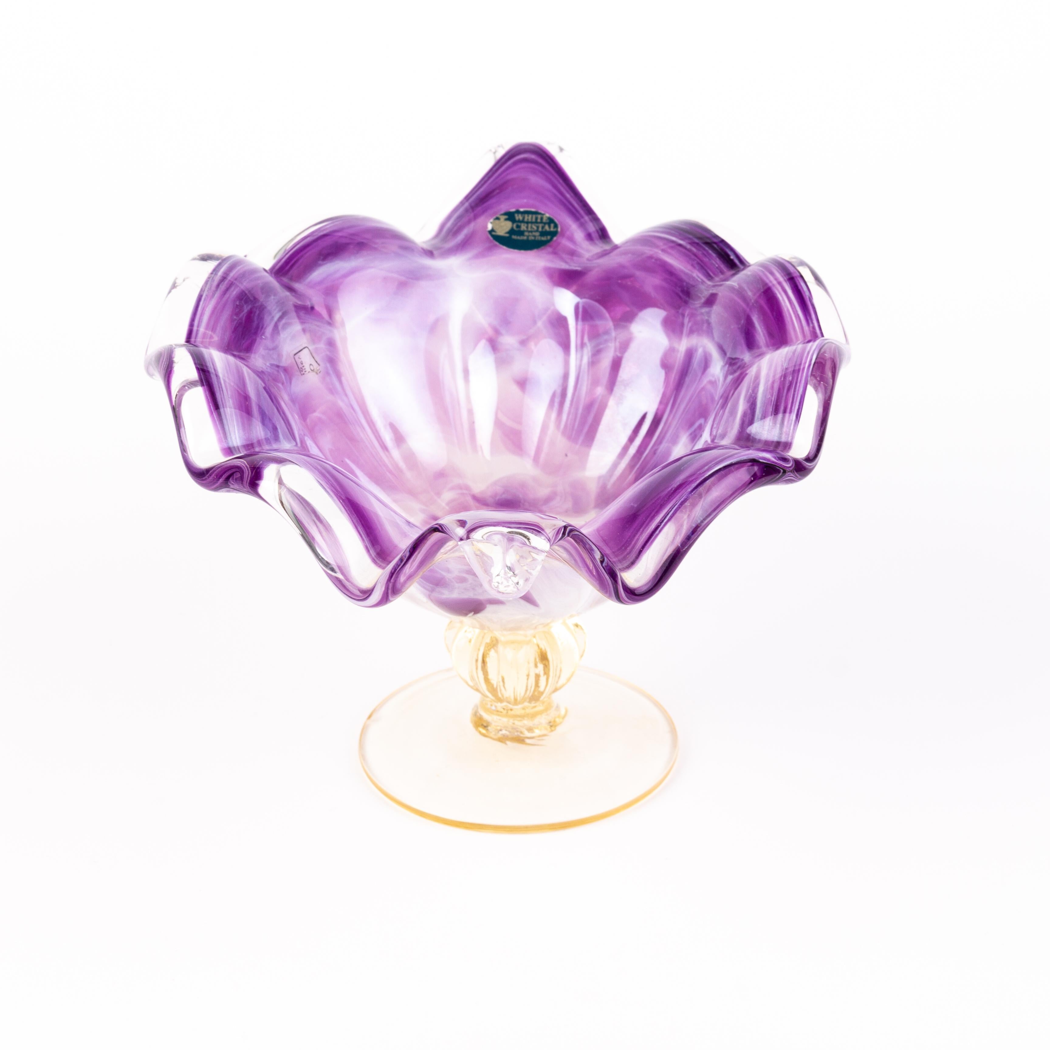 20th Century Murano Venetian Glass Centrepiece Bowl  For Sale