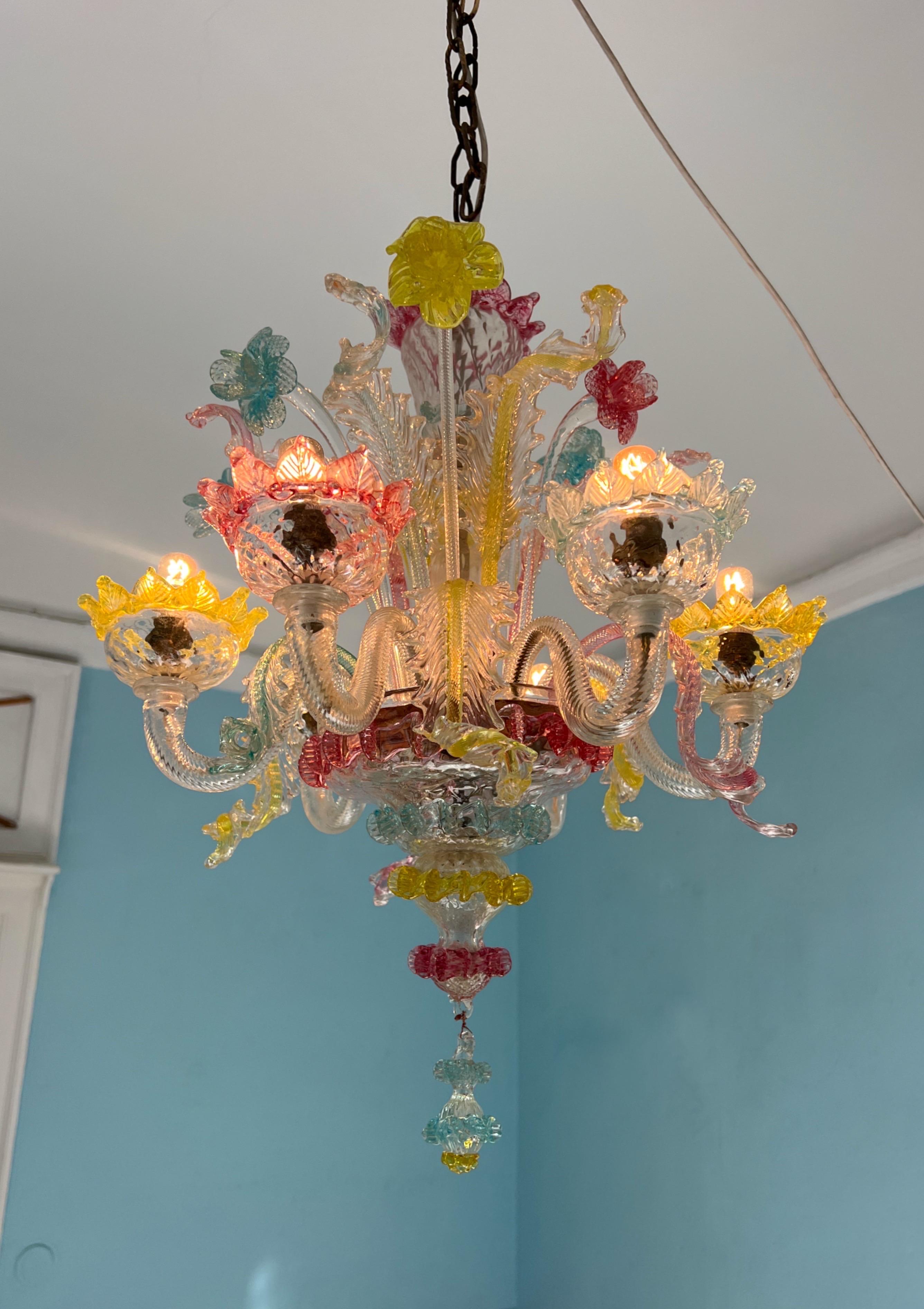 Lámpara de cristal veneciano de Murano multicolor en venta 7