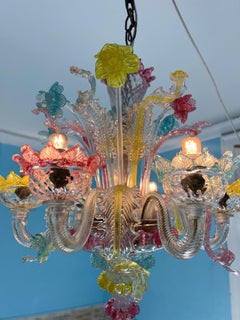 Lampadario in vetro veneziano di Murano multicolore