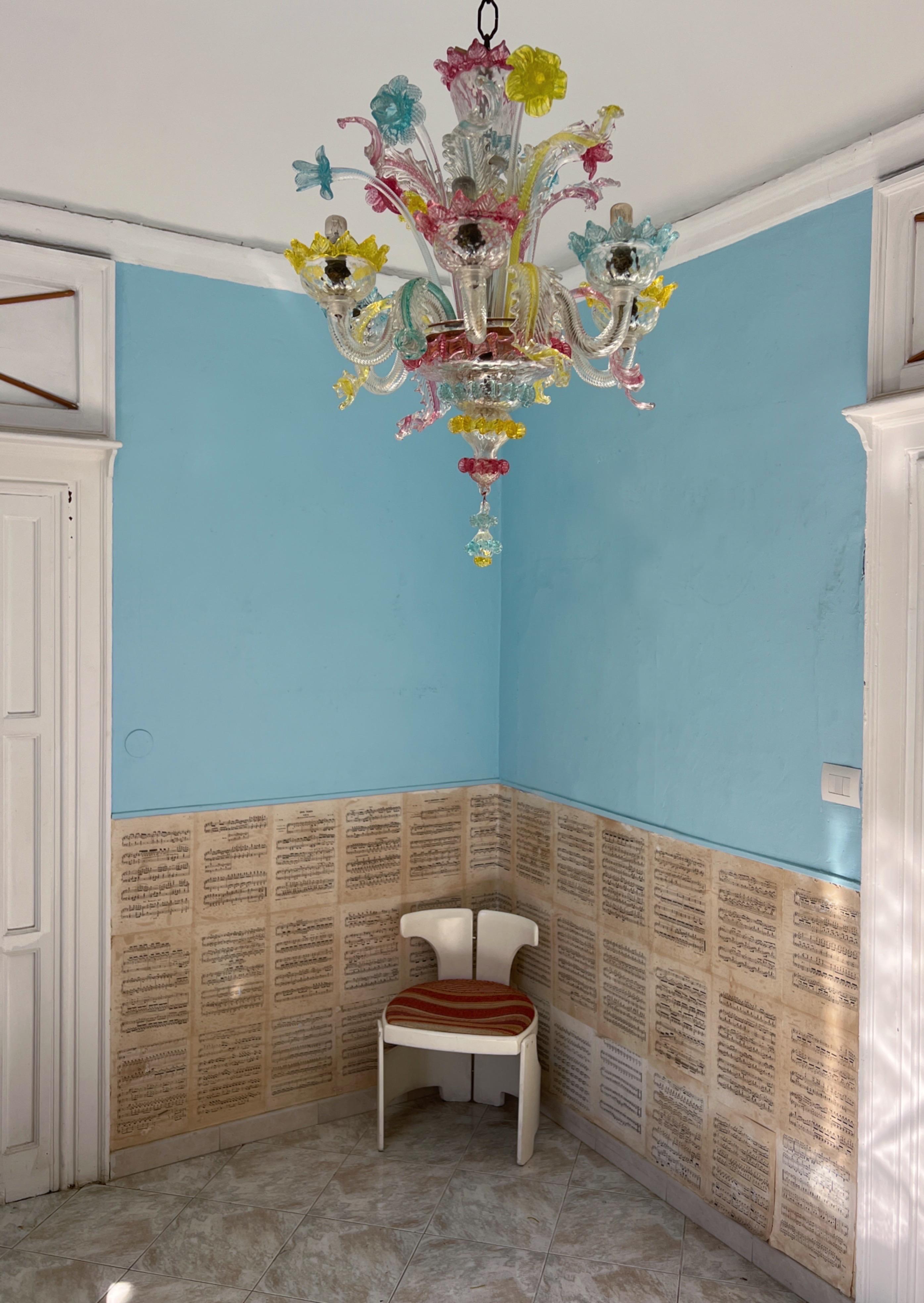 Lámpara de cristal veneciano de Murano multicolor Moderno de mediados de siglo en venta