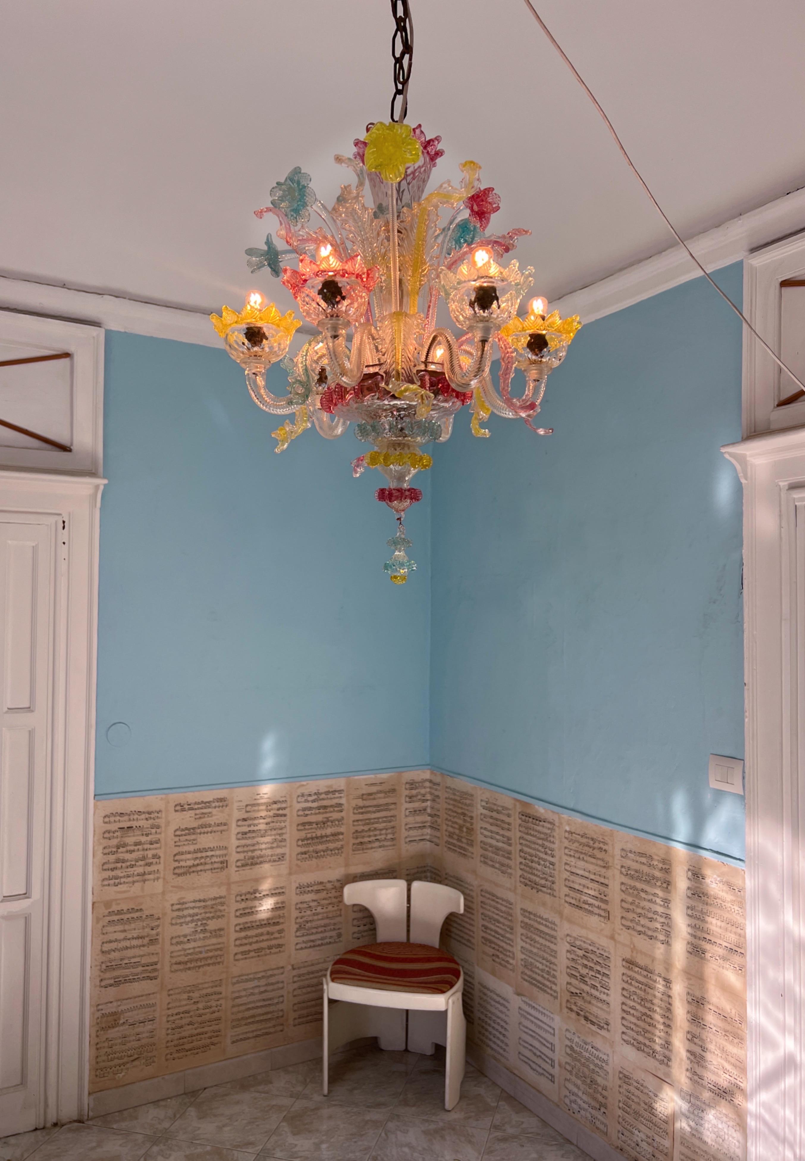 Lámpara de cristal veneciano de Murano multicolor Italiano en venta