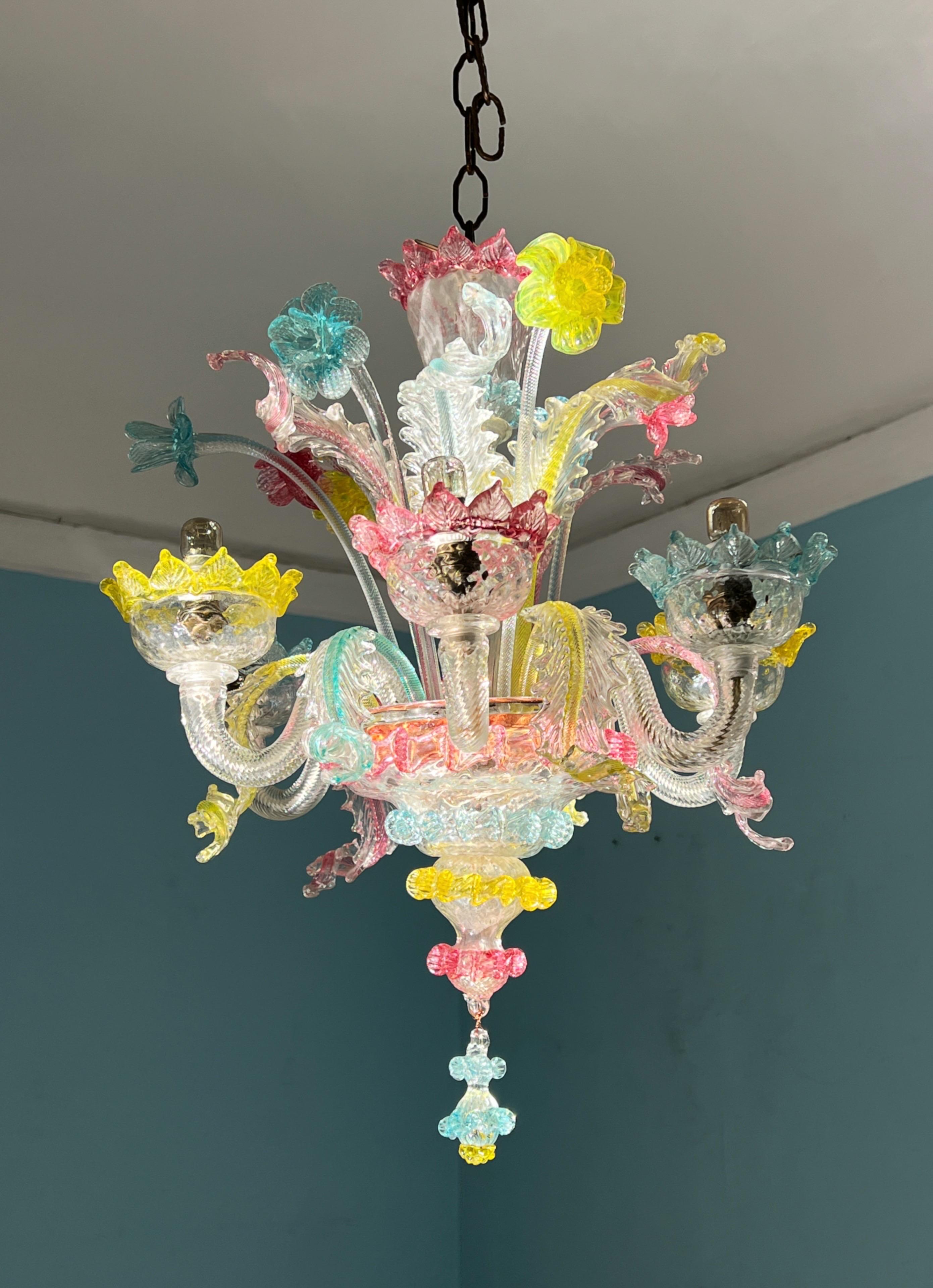 Lámpara de cristal veneciano de Murano multicolor siglo XX en venta