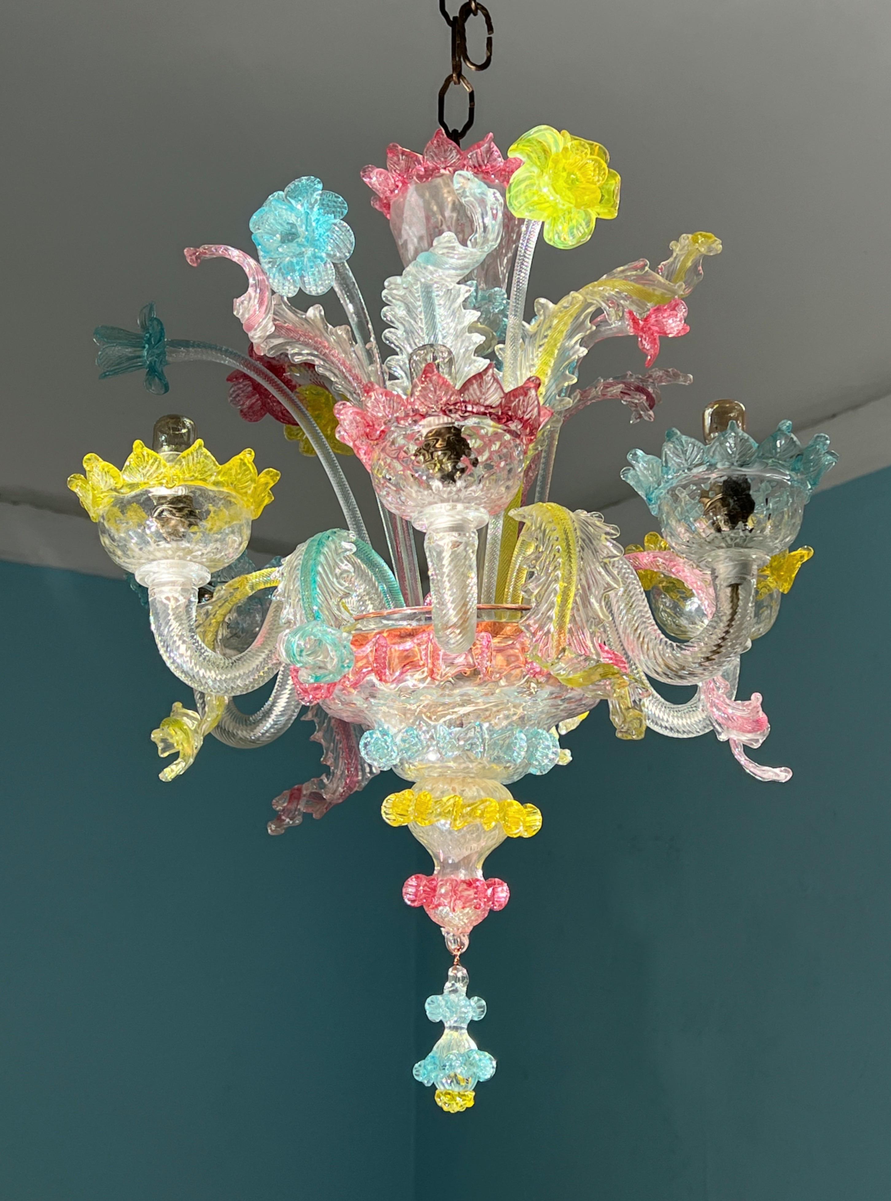 Lámpara de cristal veneciano de Murano multicolor Cristal de Murano en venta