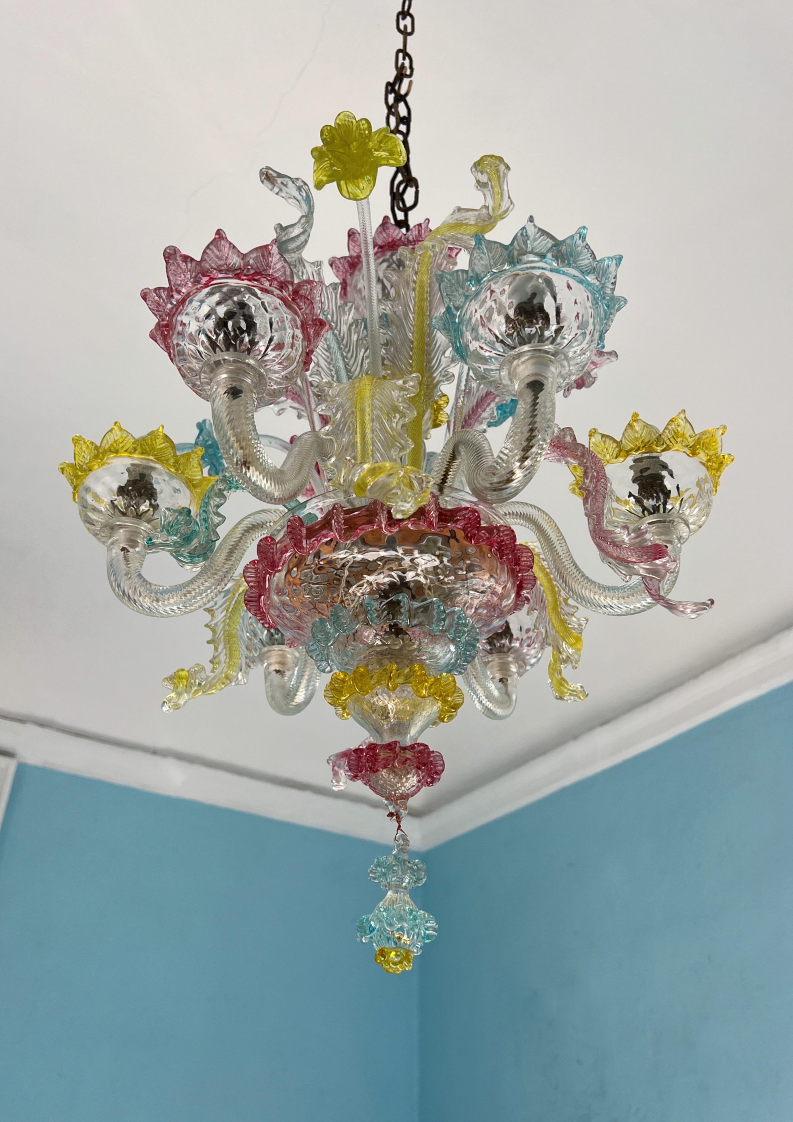 Lámpara de cristal veneciano de Murano multicolor en venta 1