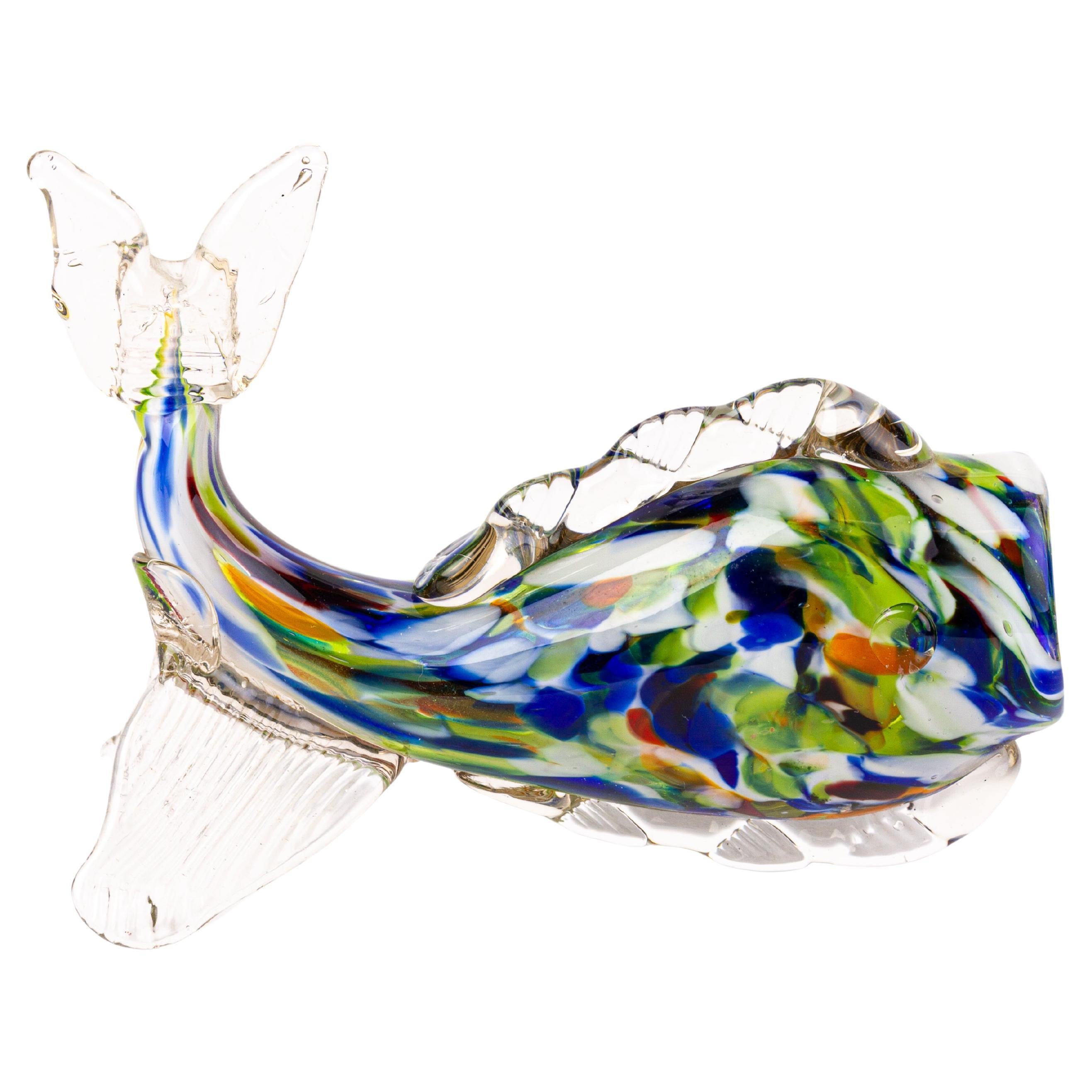 Murano Venetian Glass Designer Fish Sculpture  For Sale
