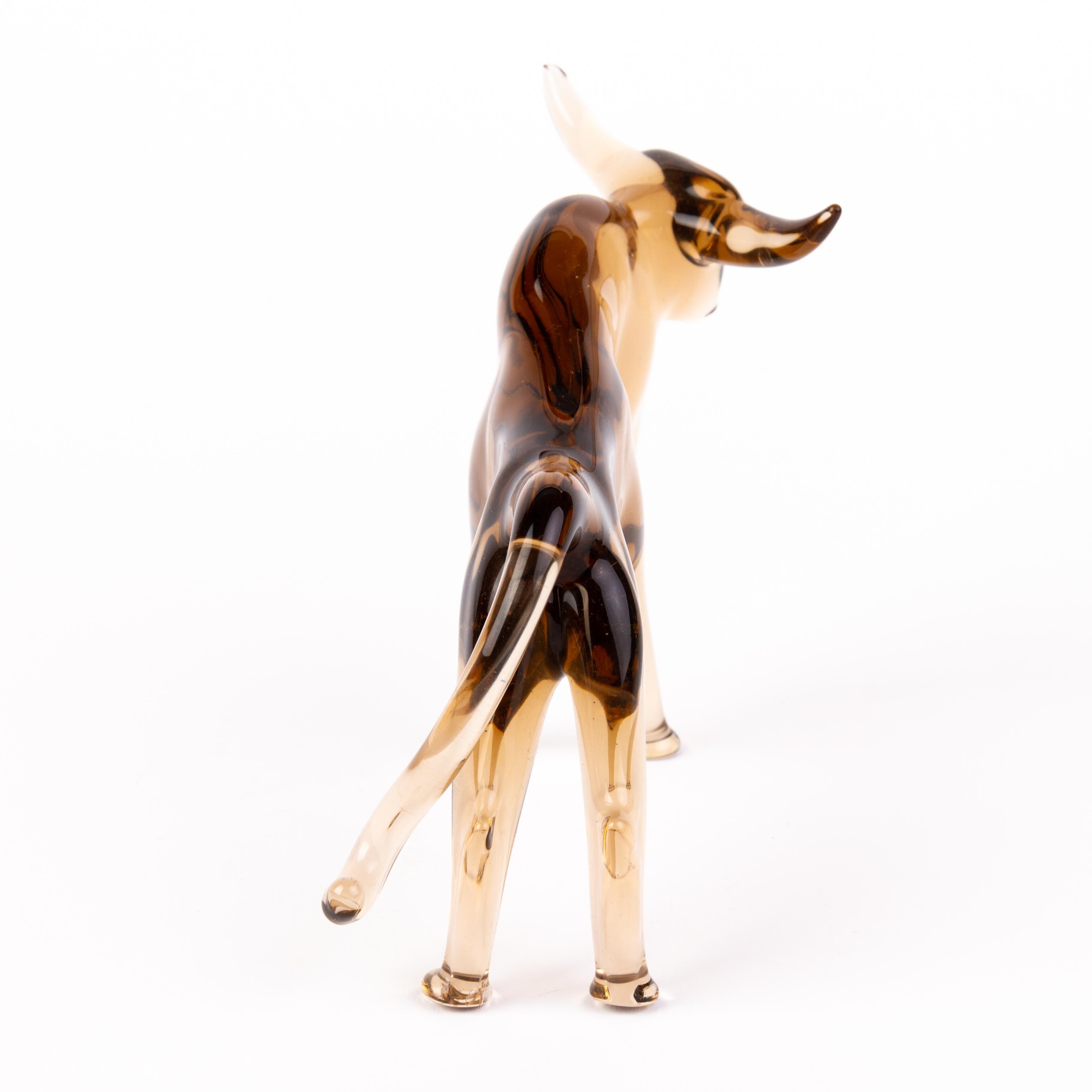 20th Century Murano Venetian Glass Designer Sculpture Bull For Sale