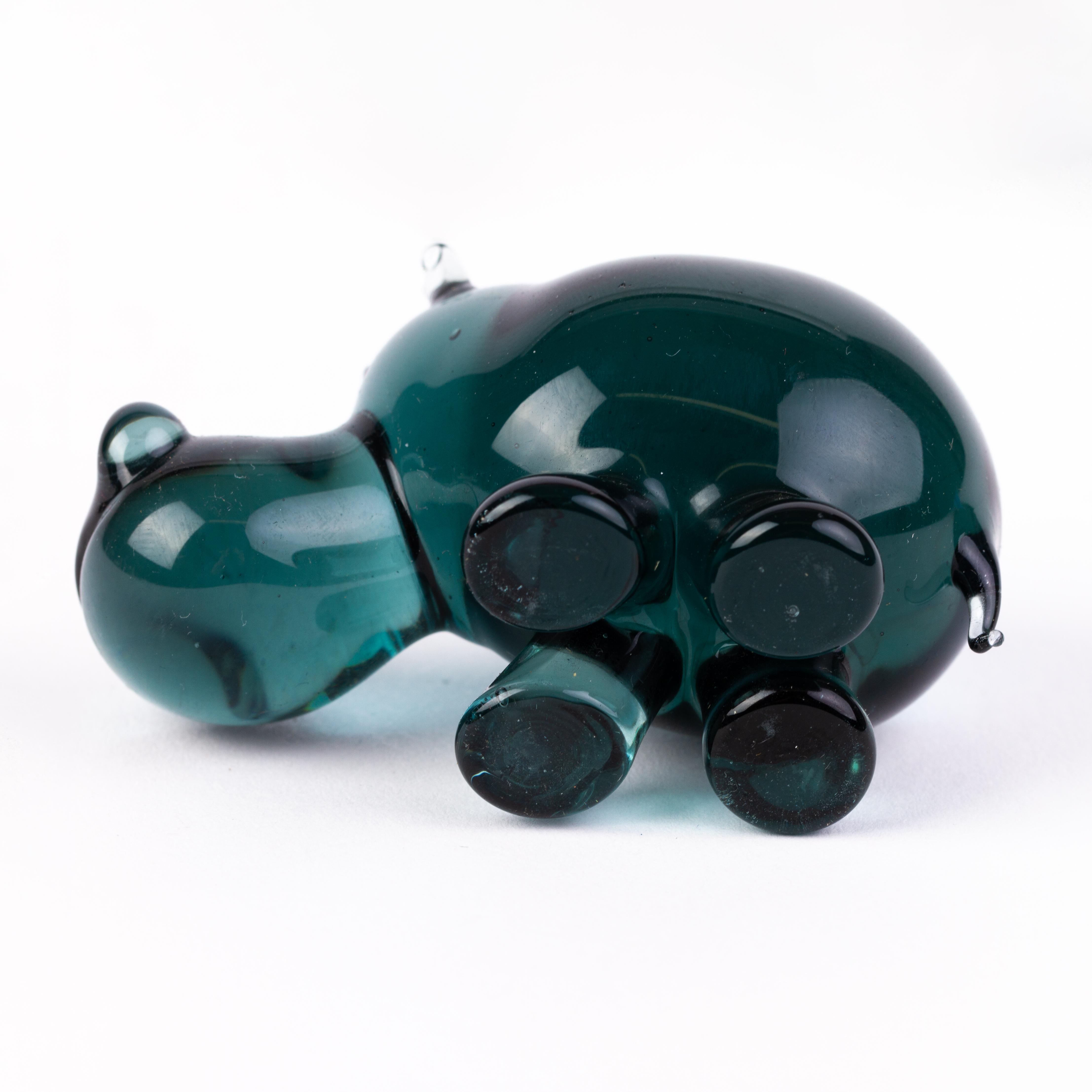 20th Century Murano Venetian Glass Designer Sculpture Hippo For Sale
