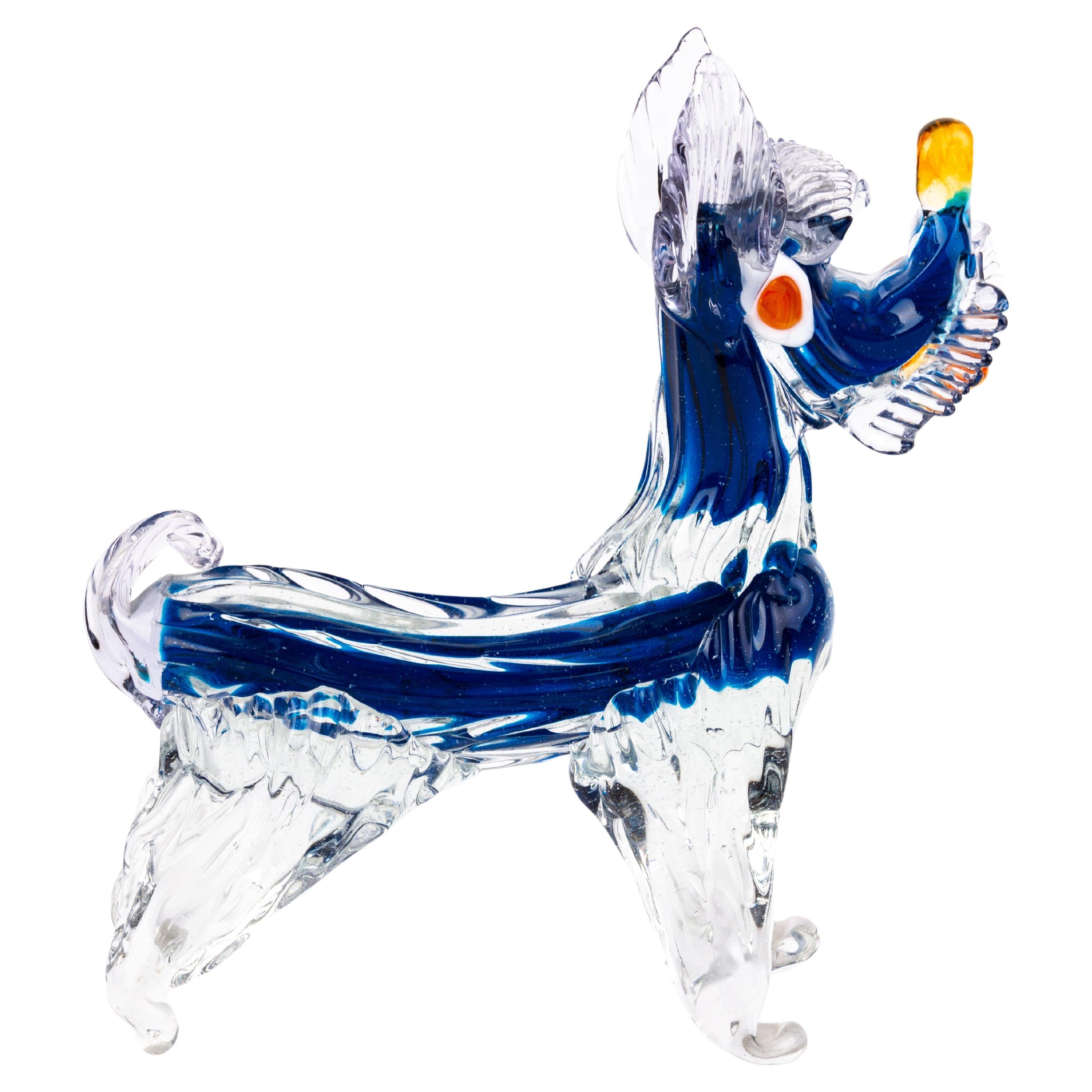 Murano Venetian Glass Designer Sculpture Terrier Dog For Sale
