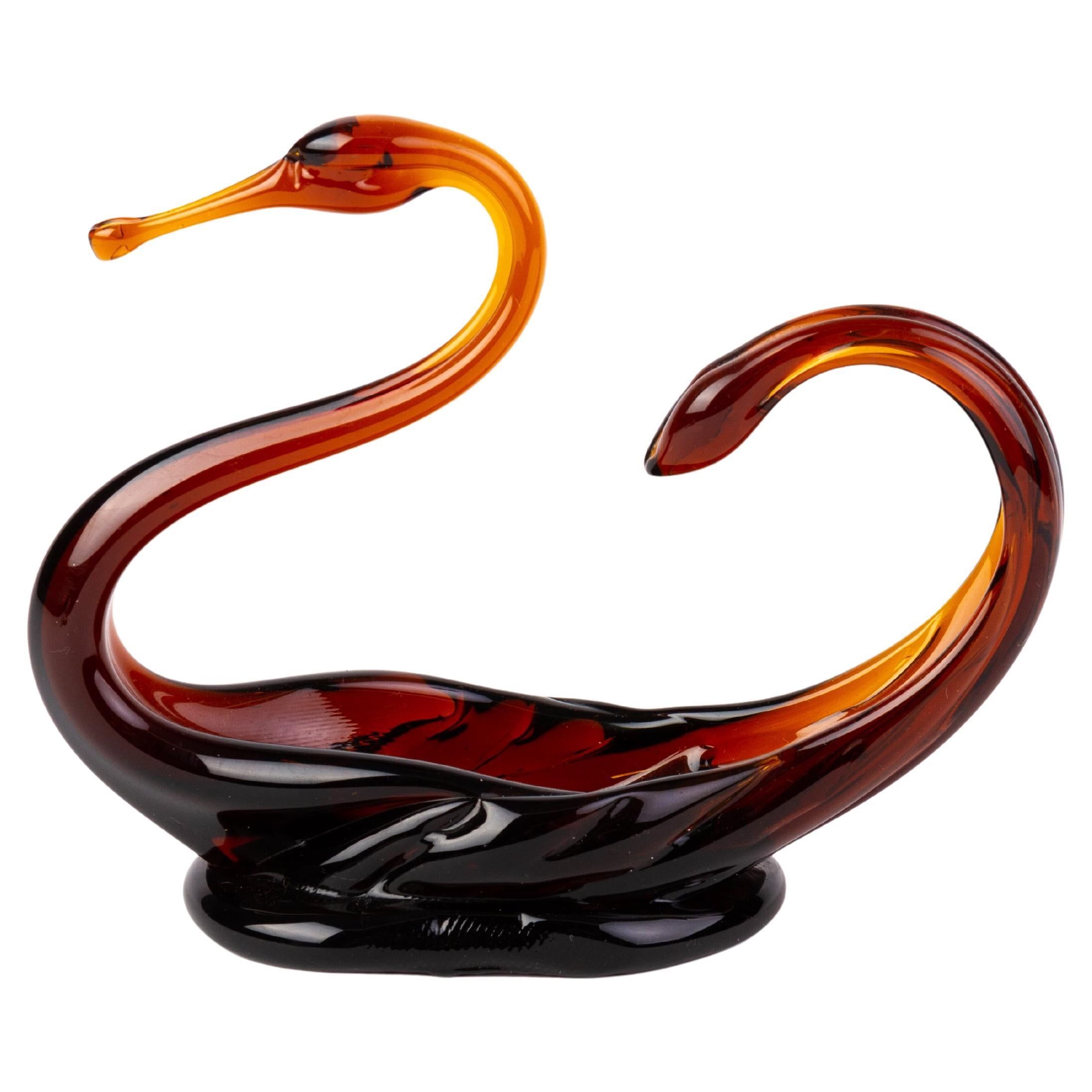 Murano Venetian Glass Designer Swan Sculpture 