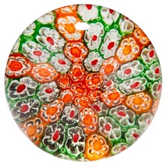 Italian Murano Venetian Glass Millefiori Mid-Century Designer Desk Paperweight