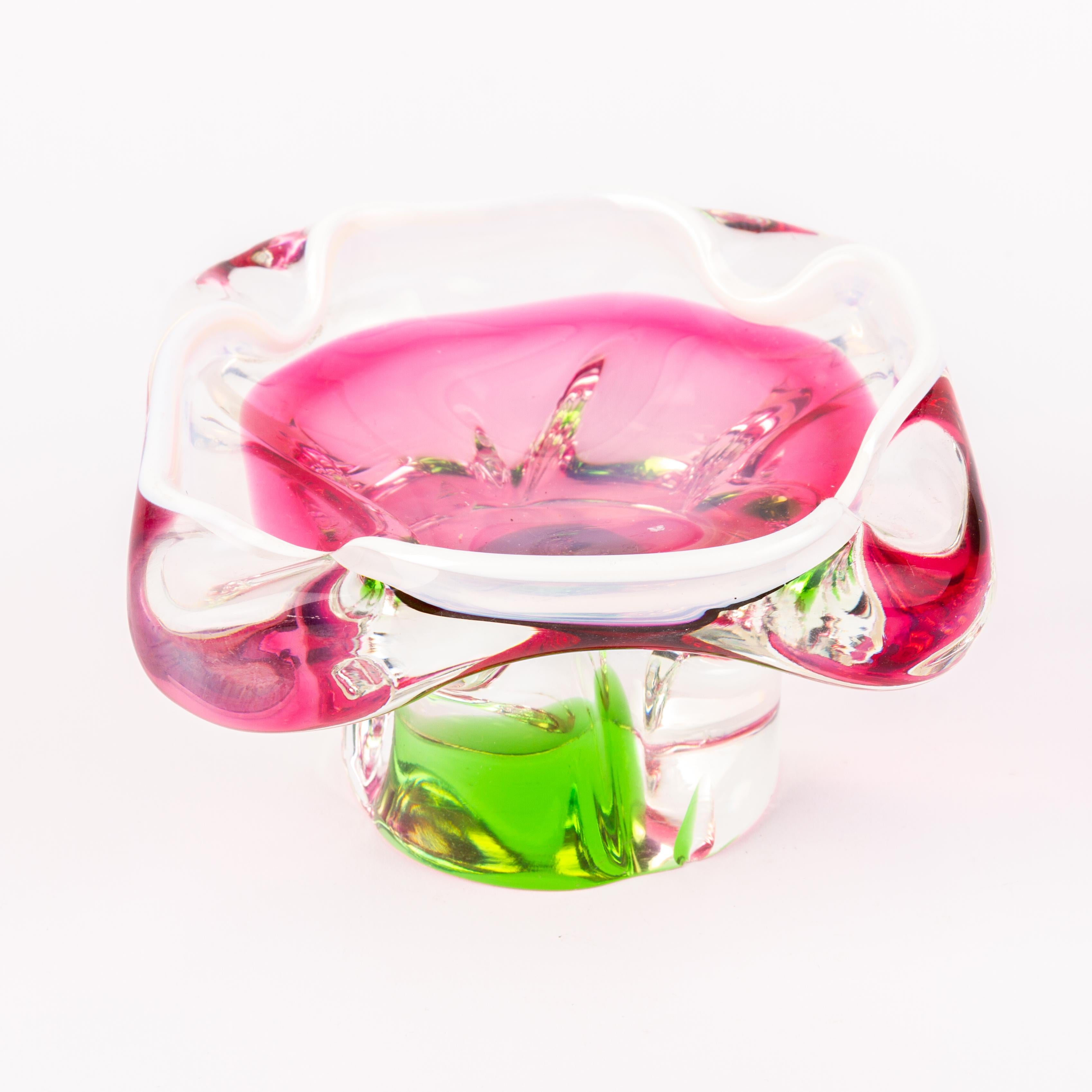 20th Century Murano Venetian Glass Opalescent Designer Sommerso Bowl 