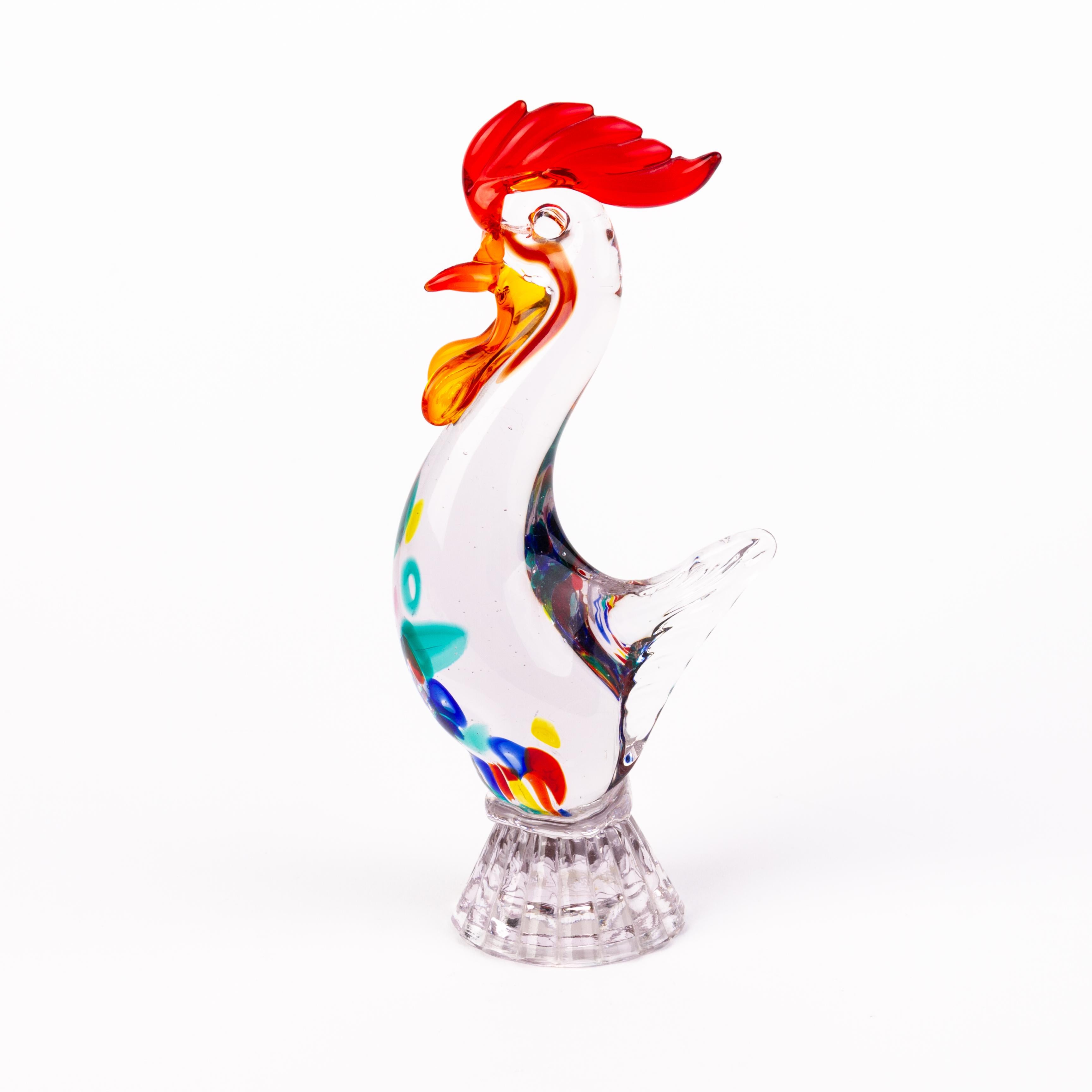Murano Venetian Glass Sculpture Cockerel In Good Condition For Sale In Nottingham, GB