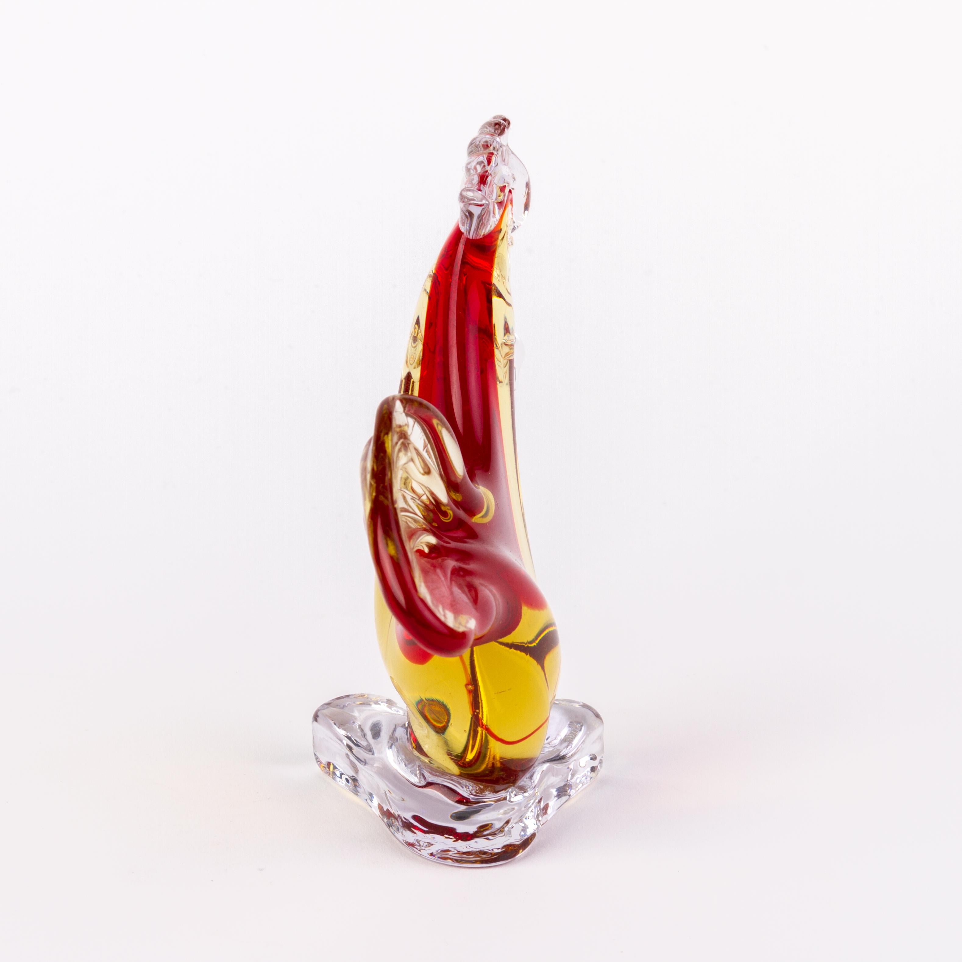 20th Century Murano Venetian Glass Sculpture Cockerel For Sale