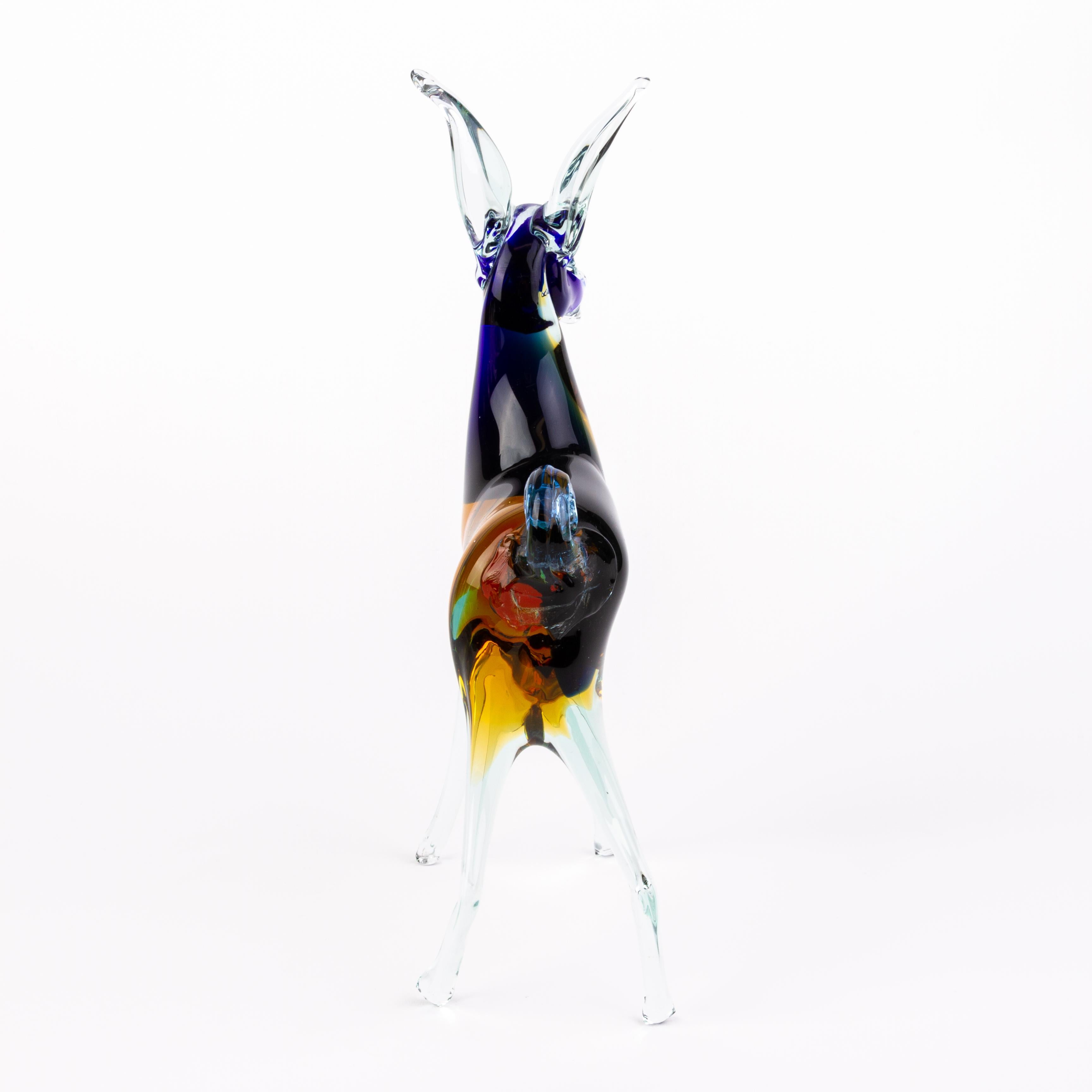 Murano Venetian Glass Sculpture Deer In Good Condition For Sale In Nottingham, GB
