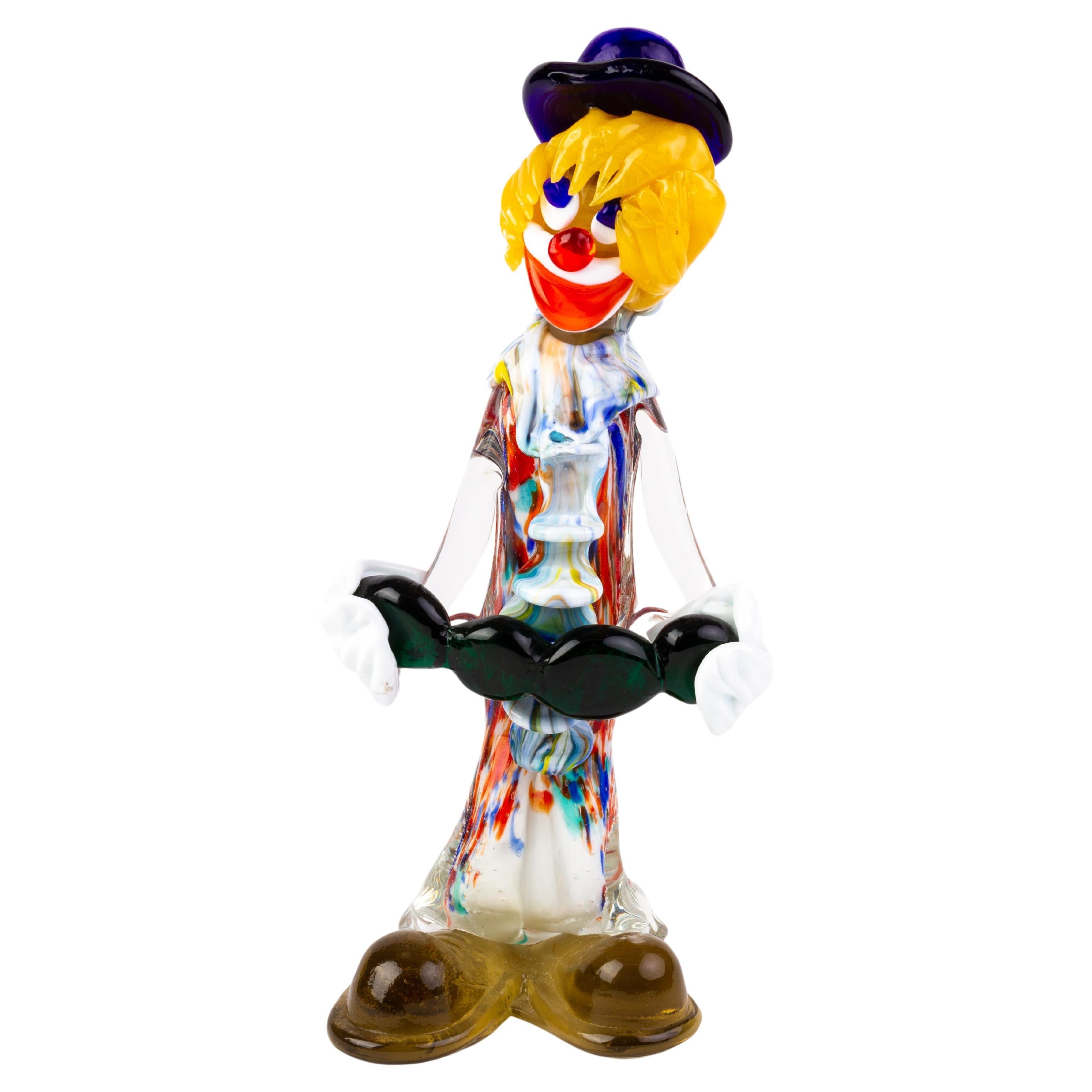Murano Venetian Glass Sculpture Designer Clown For Sale