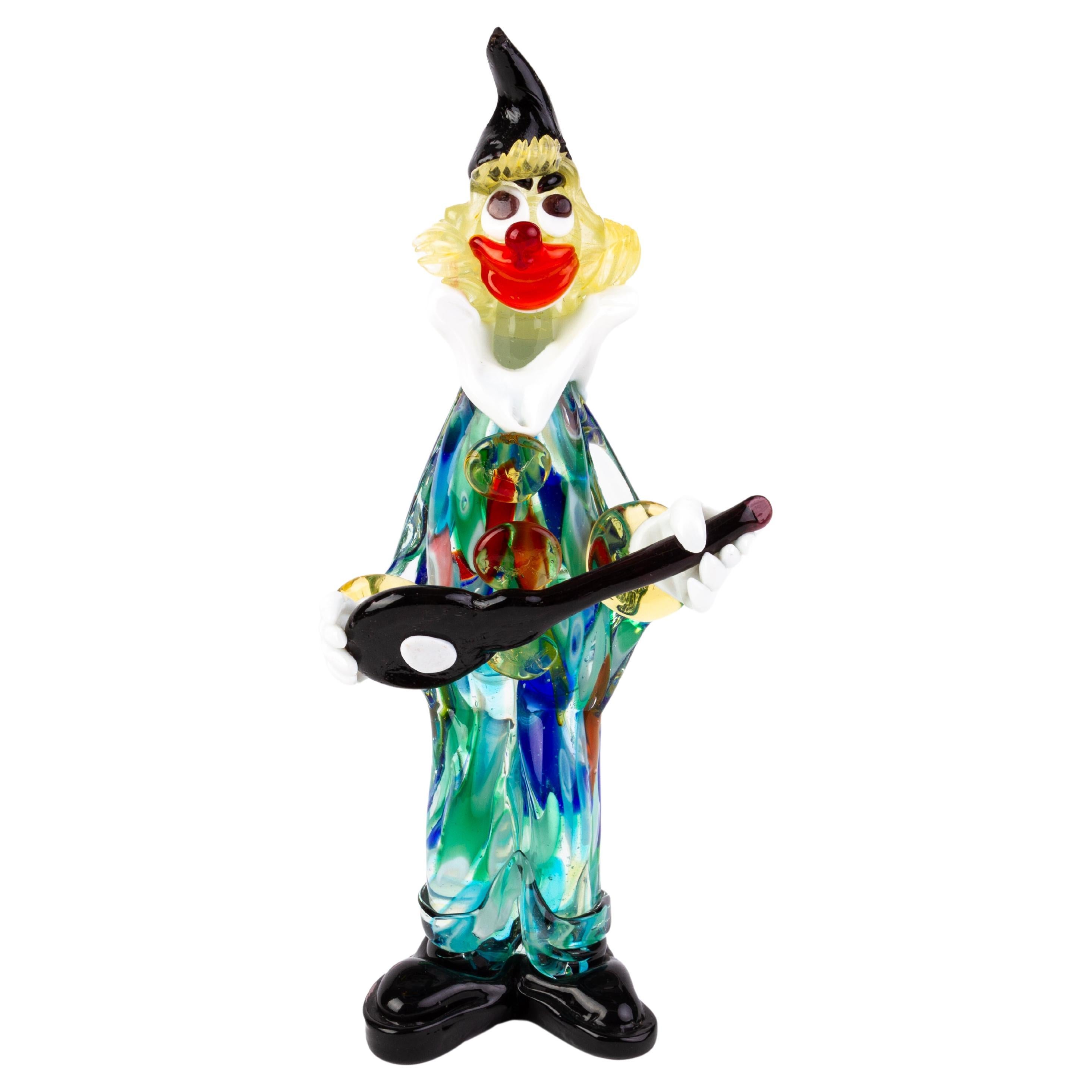 Murano Venetian Glass Sculpture Designer Clown For Sale