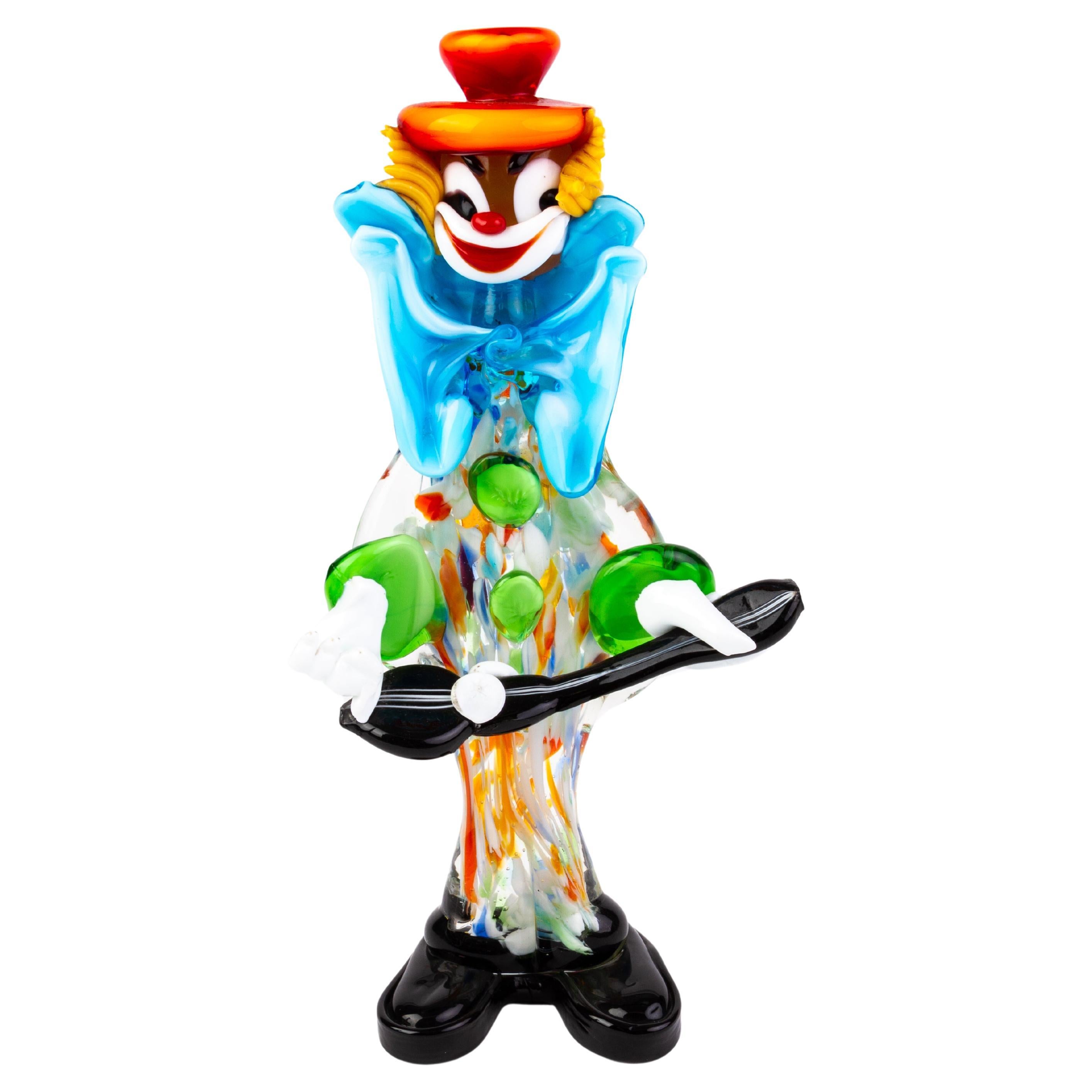 Murano Venetian Glass Sculpture Designer Clown For Sale