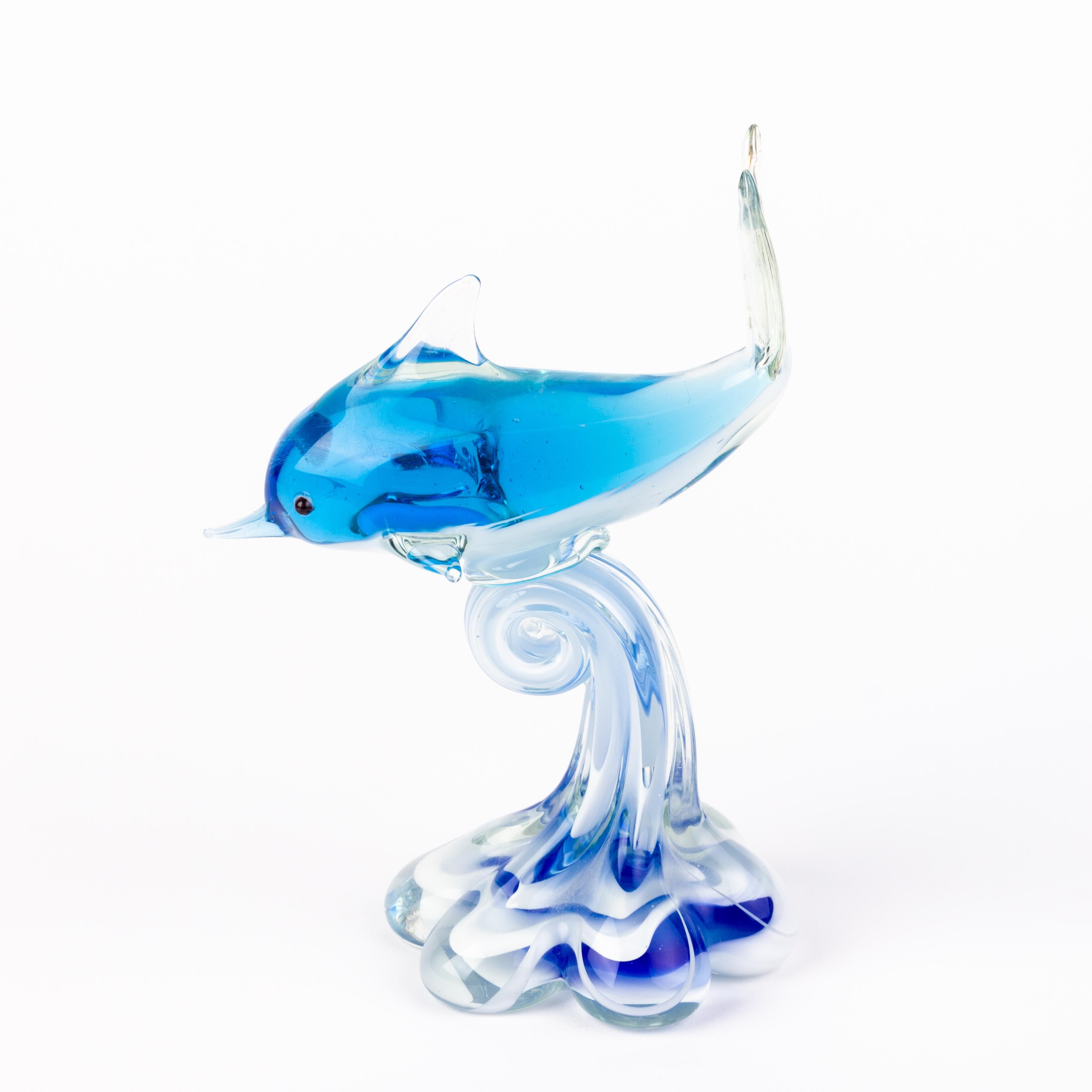 Murano Venetian Glass Sculpture Dolphin In Good Condition For Sale In Nottingham, GB