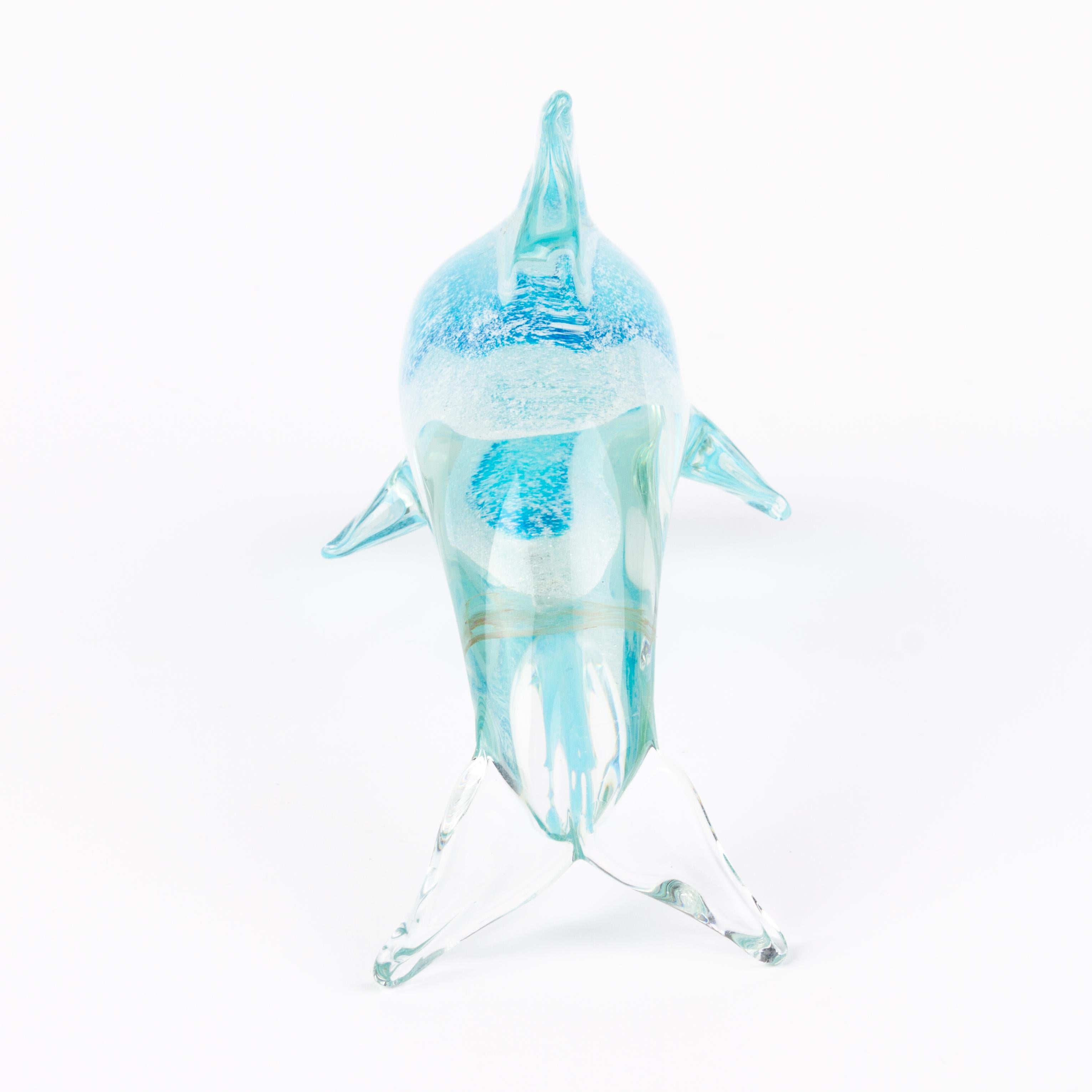 20th Century Murano Venetian Glass Sculpture Dolphin For Sale