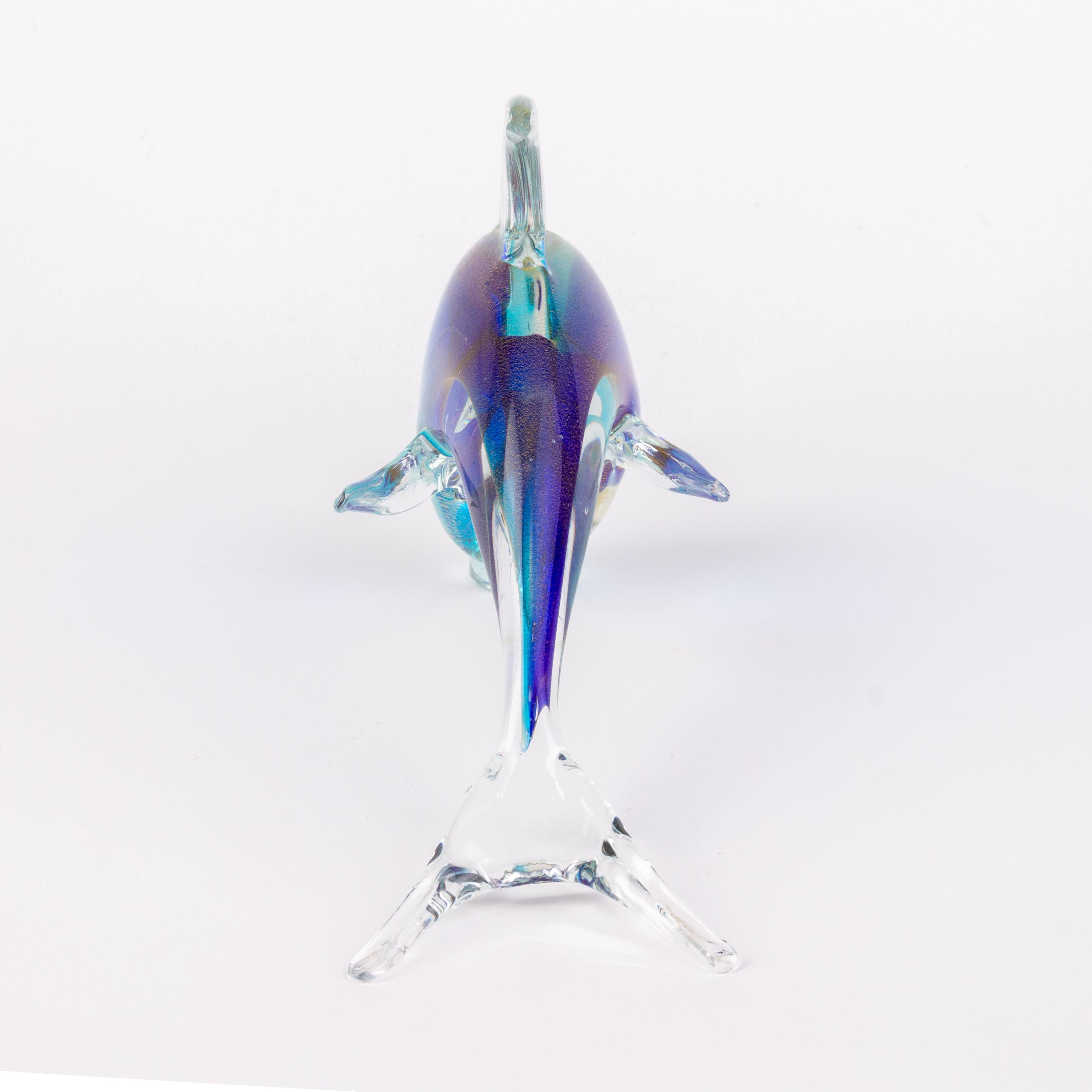 20th Century Murano Venetian Glass Sculpture Dolphin For Sale