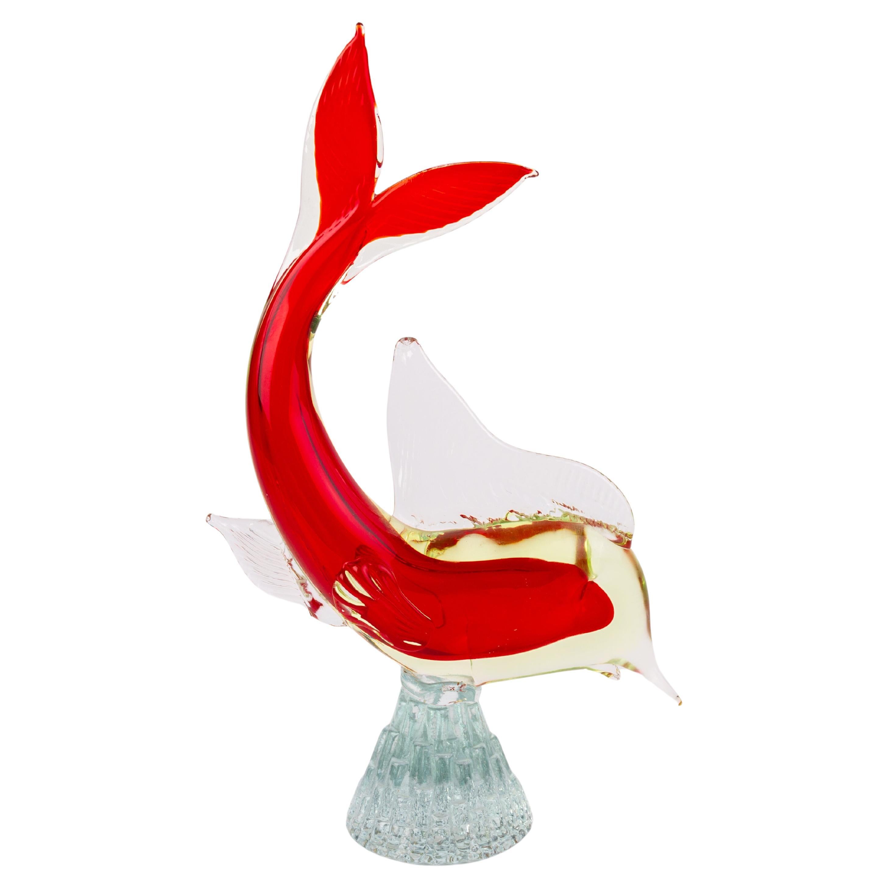 Murano Venetian Glass Sculpture Fish For Sale