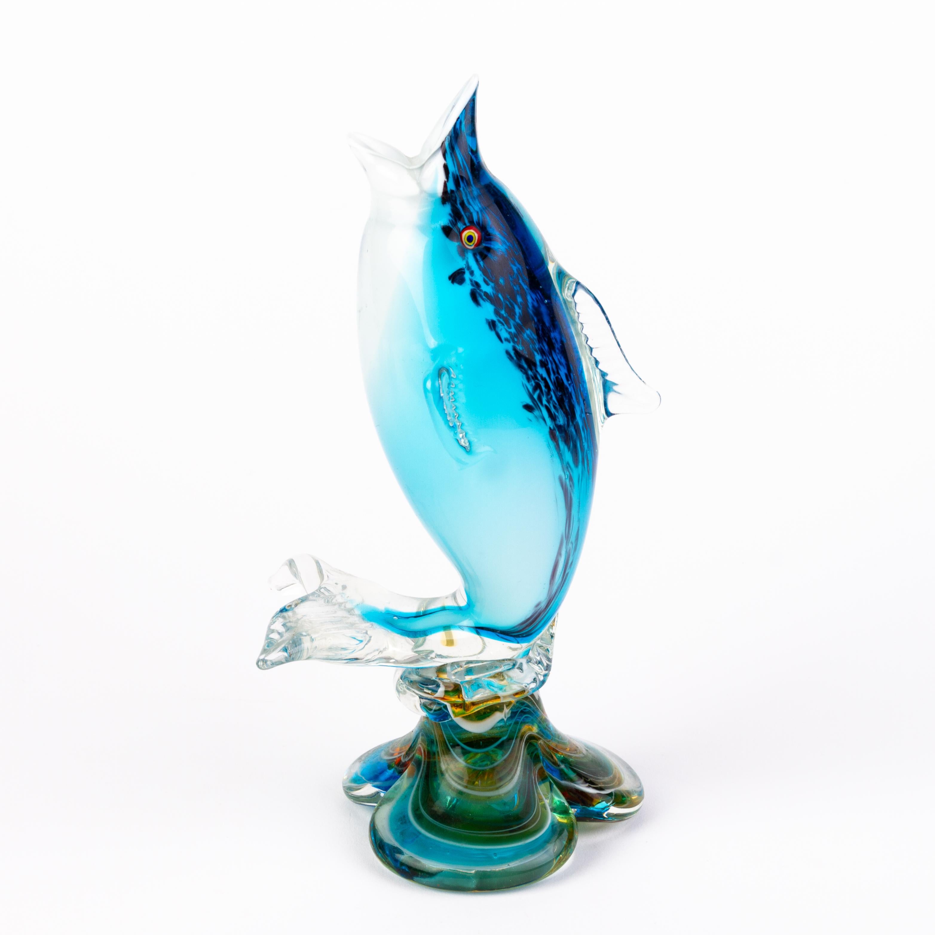 Murano Venetian Glass Sculpture Fish Vase  In Good Condition For Sale In Nottingham, GB