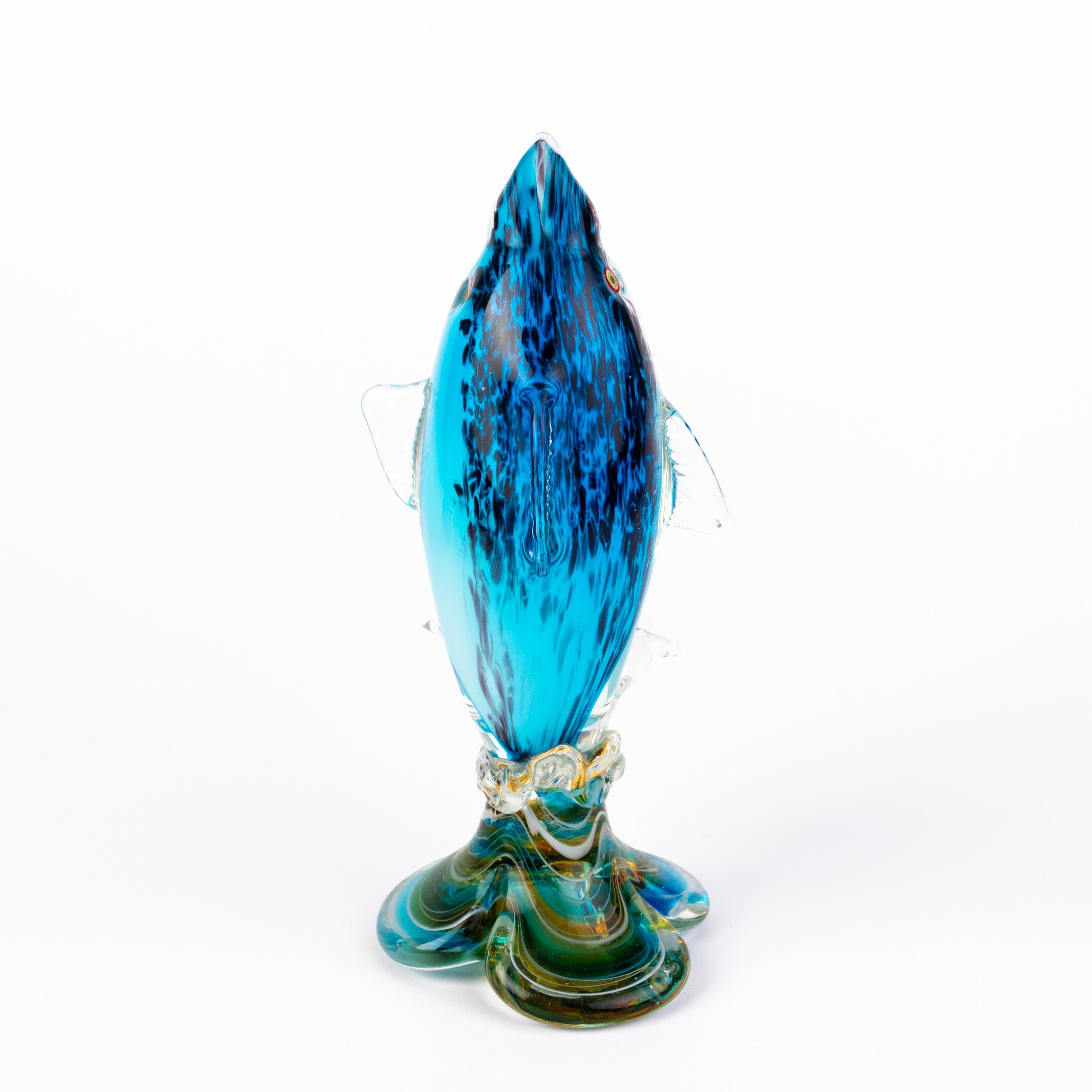 20th Century Murano Venetian Glass Sculpture Fish Vase 