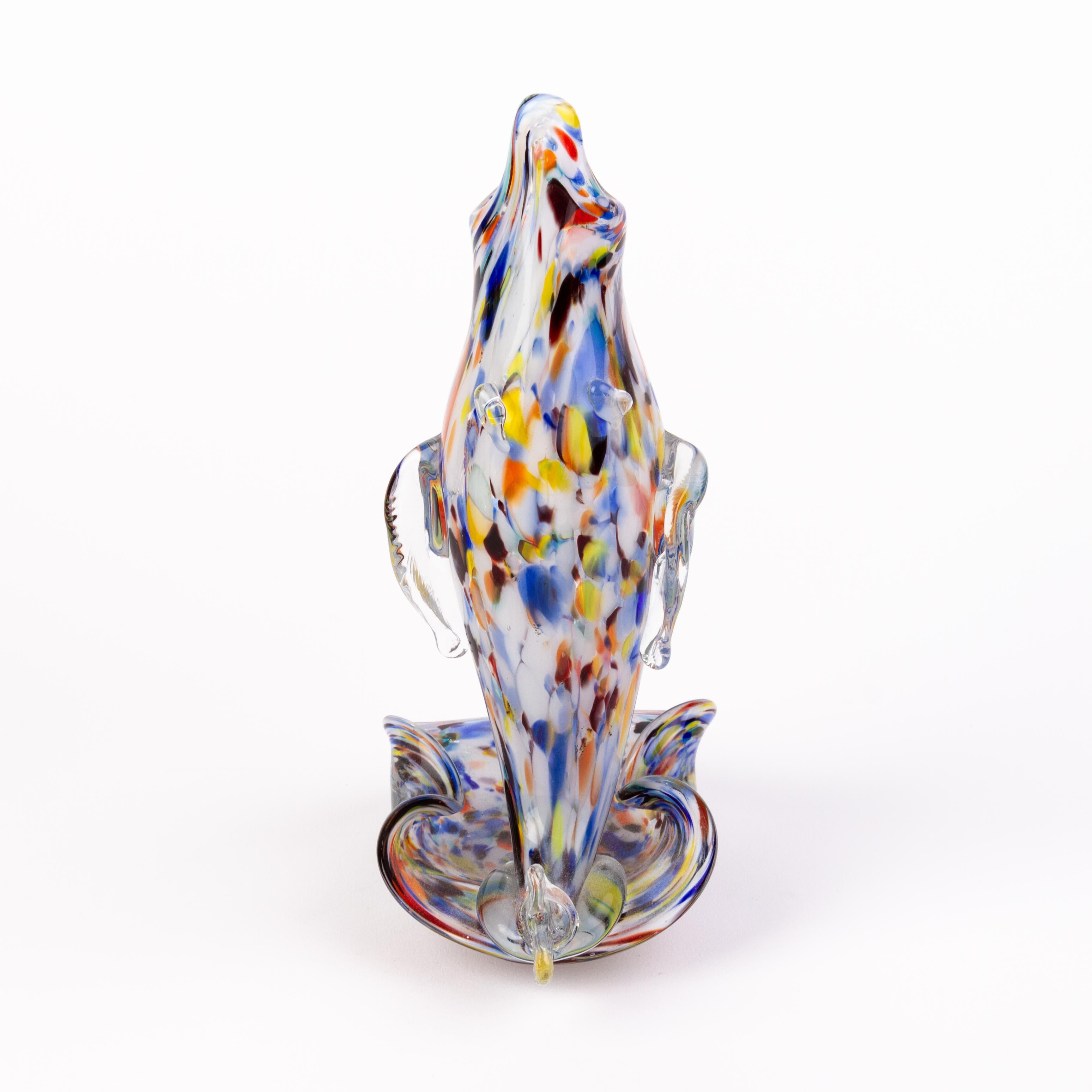 20th Century Murano Venetian Glass Sculpture Fish Vase  For Sale