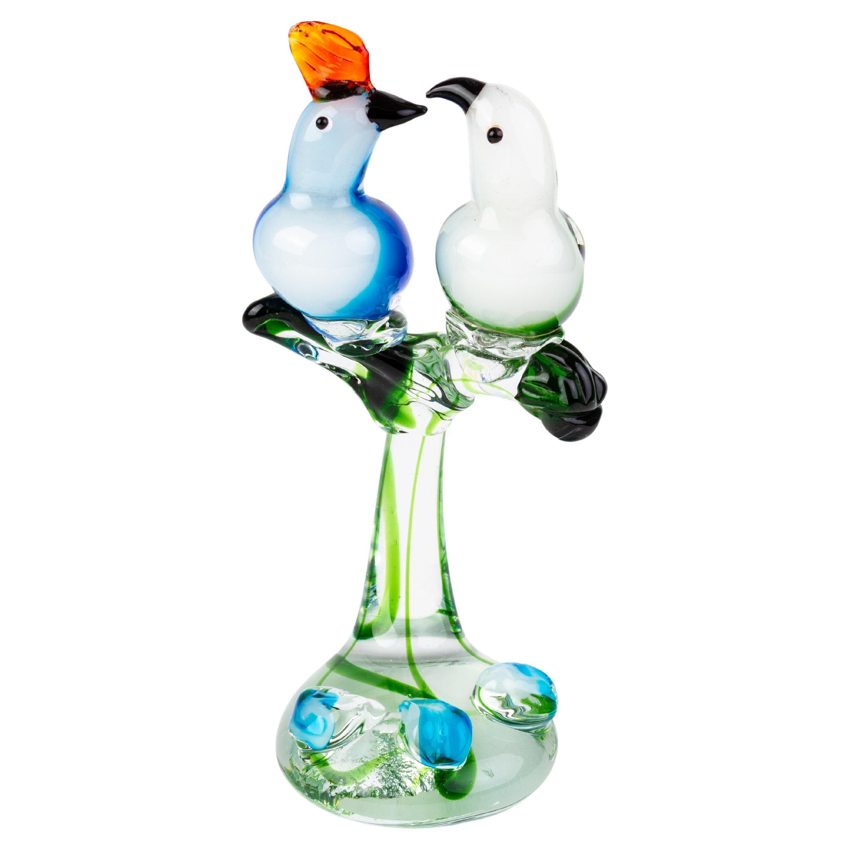 Murano Venetian Glass Sculpture of Birds