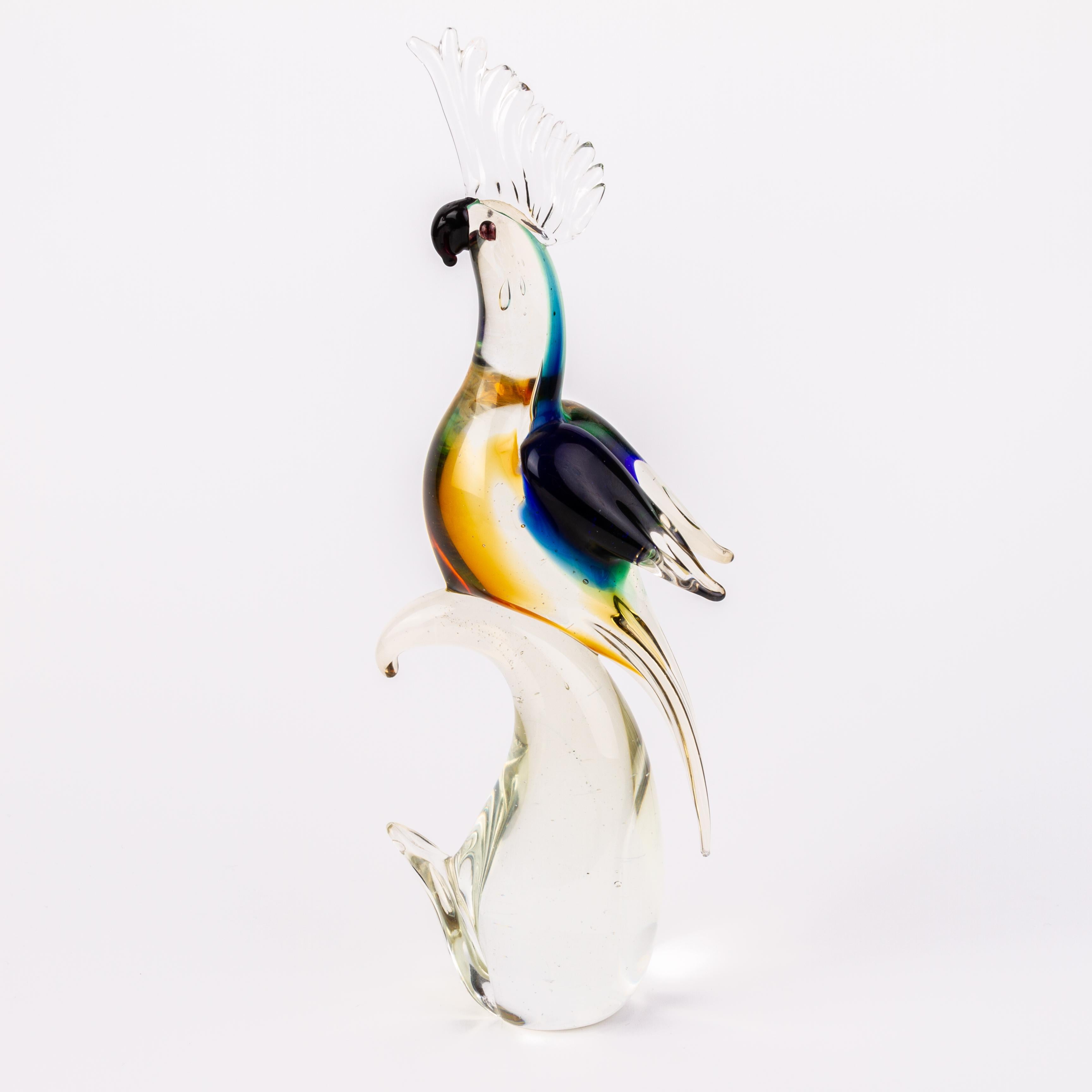 Murano Venetian Glass Sculpture Parrot In Good Condition In Nottingham, GB
