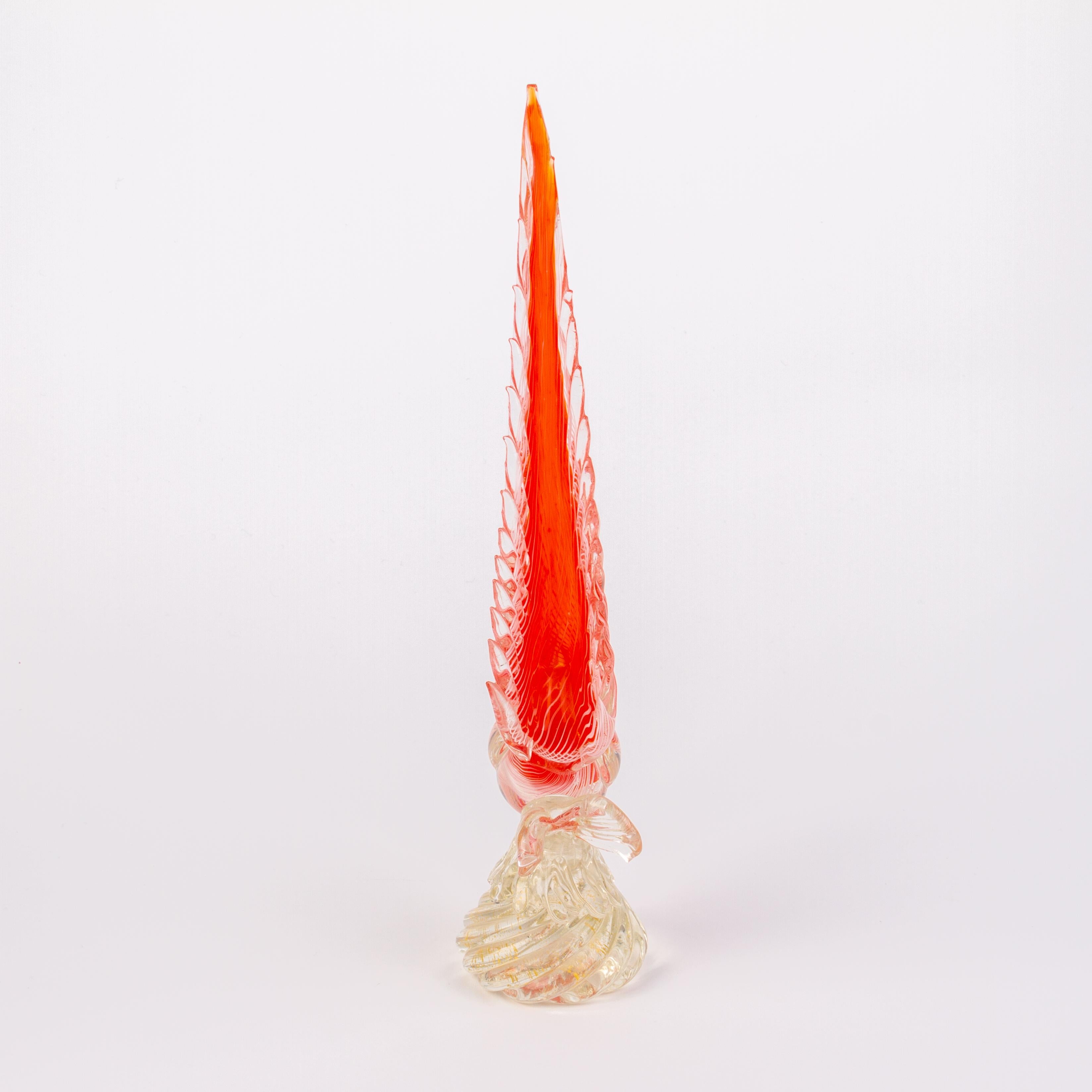 20th Century Murano Venetian Glass Sculpture Pheasant For Sale