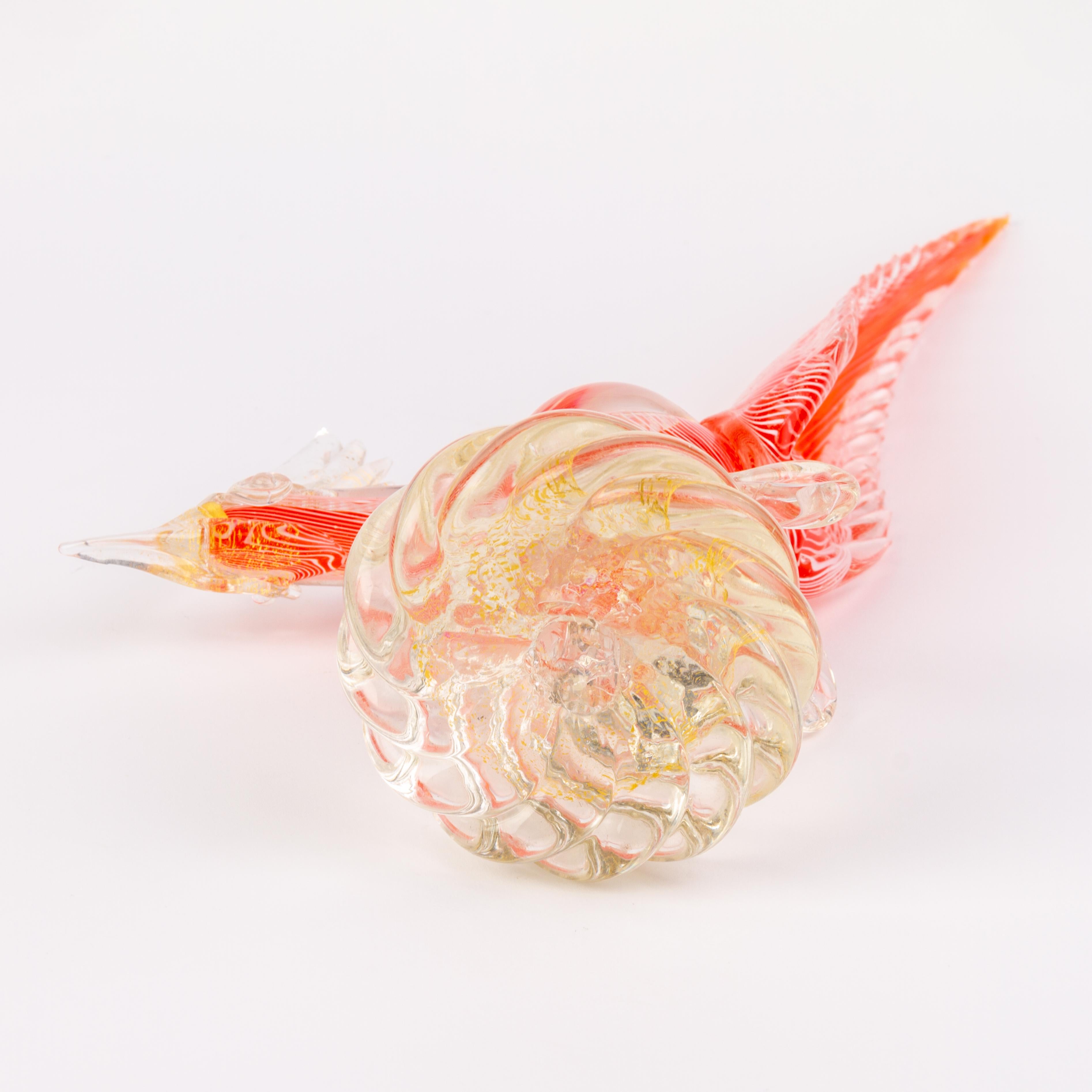 Murano Venetian Glass Sculpture Pheasant For Sale 1