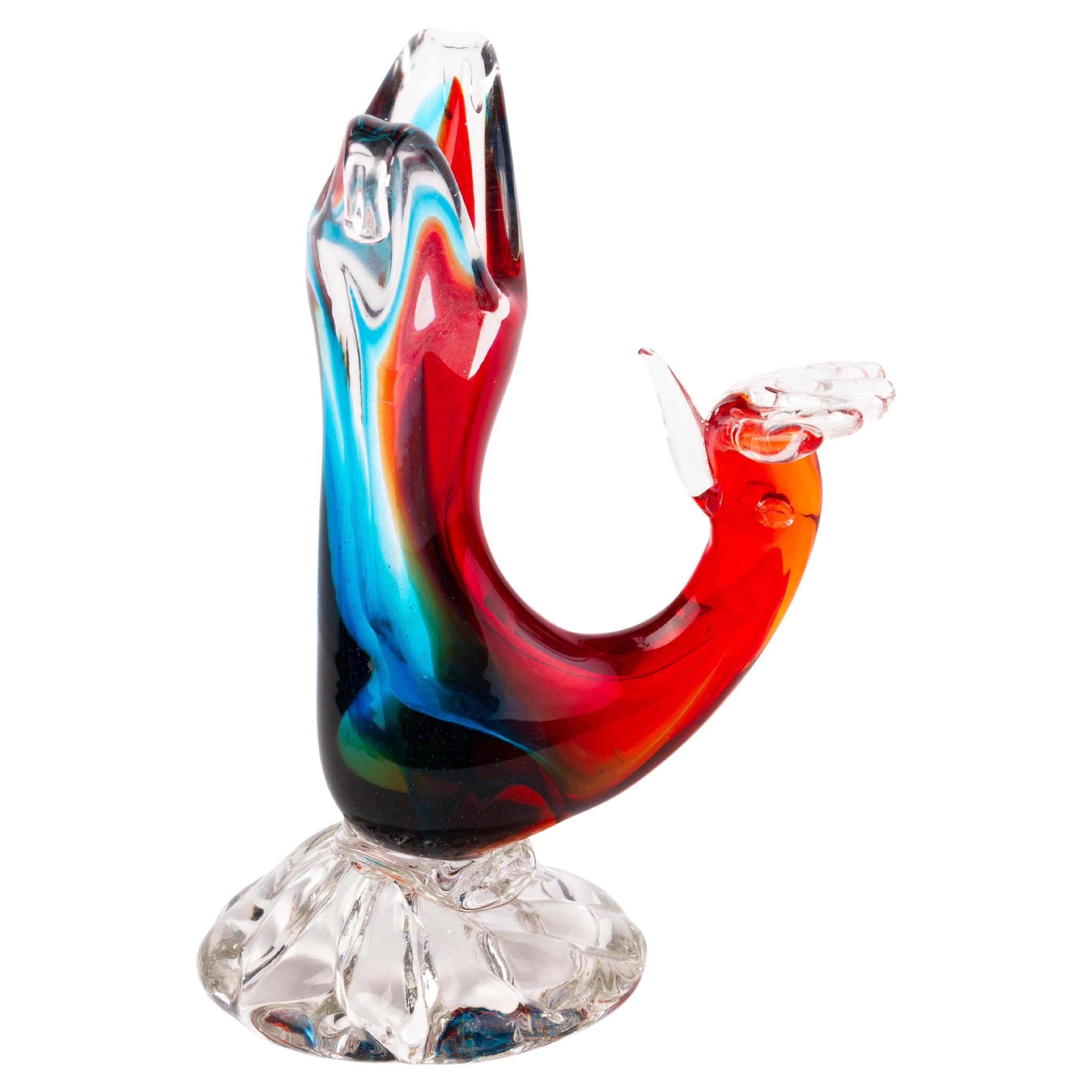 Murano Venetian Glass Sculpture Pheasant For Sale
