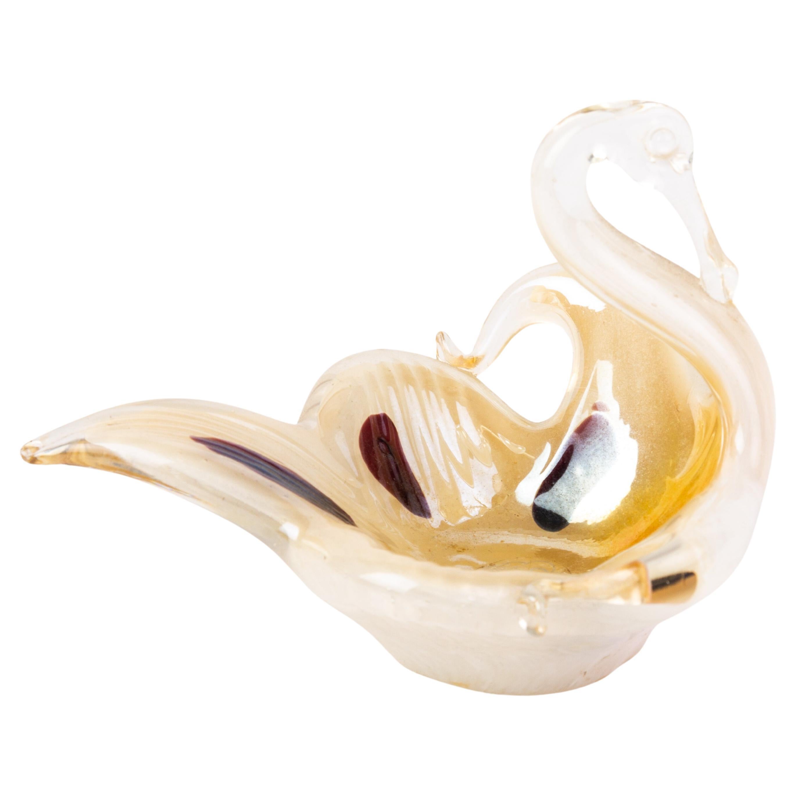 Murano Venetian Glass Sculpture Swan Ashtray  For Sale