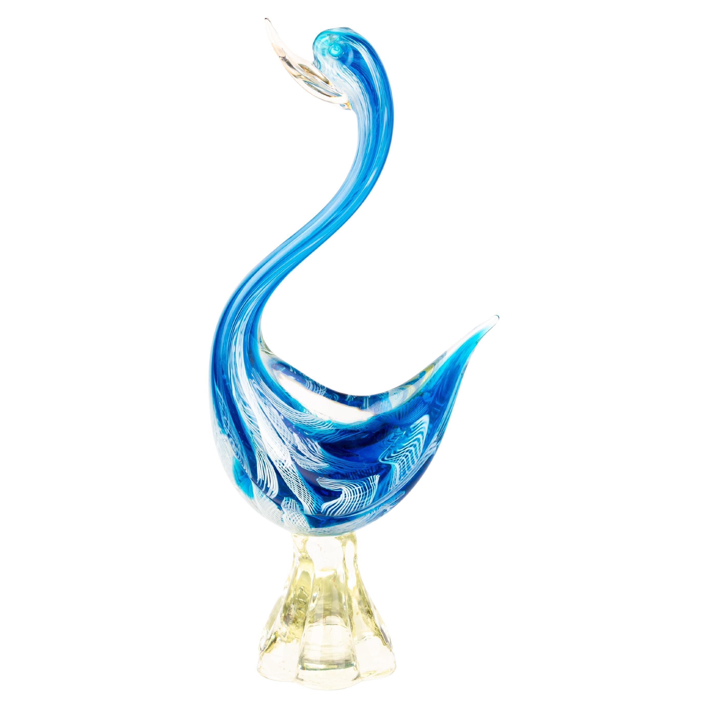 Murano Venetian Glass Swan Sculpture 