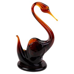 Murano Venetian Glass Swan Sculpture 