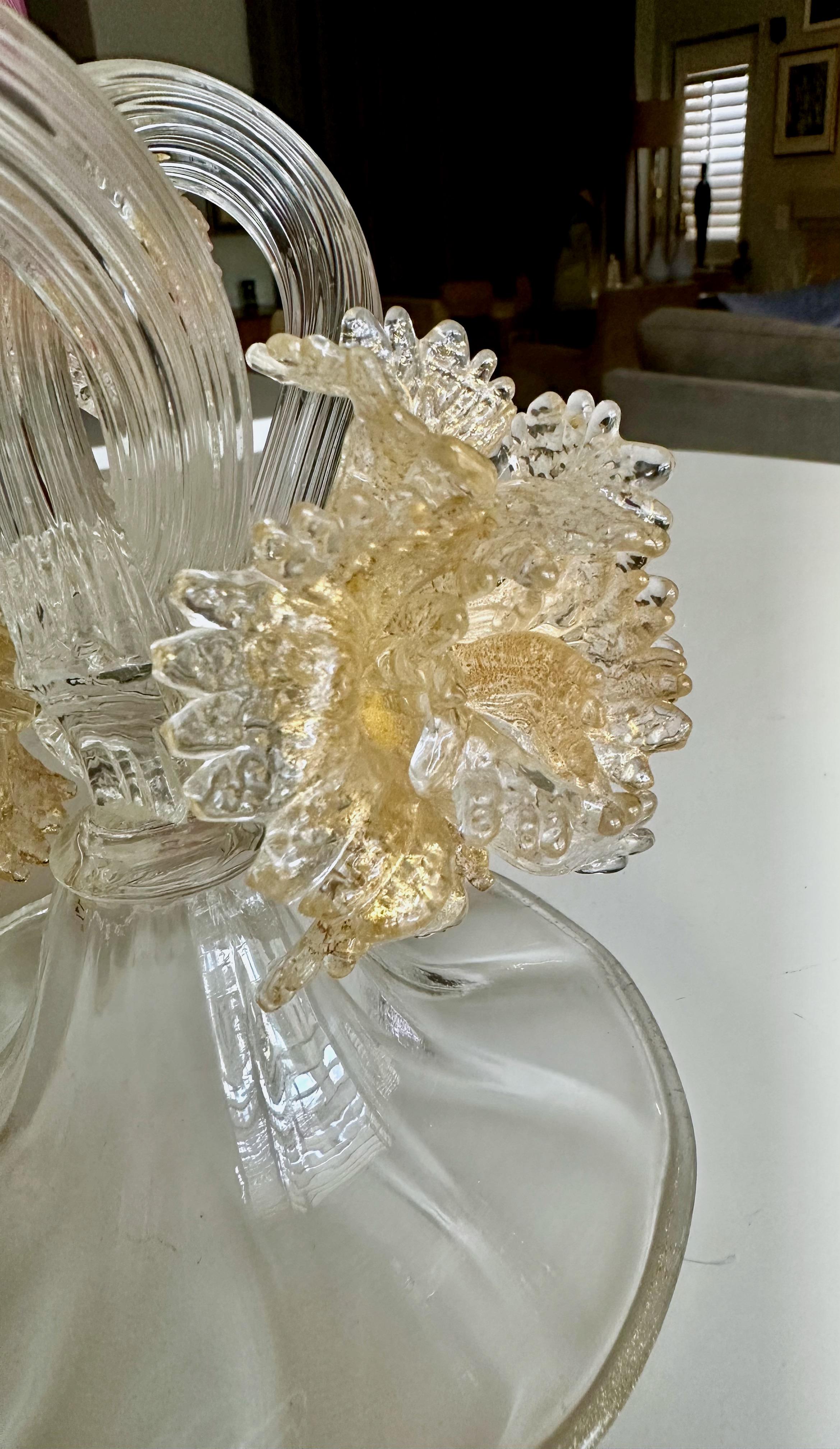 Organische venezianische Murano-Kandelaber aus Gold und klarem Kunstglas im Angebot 5